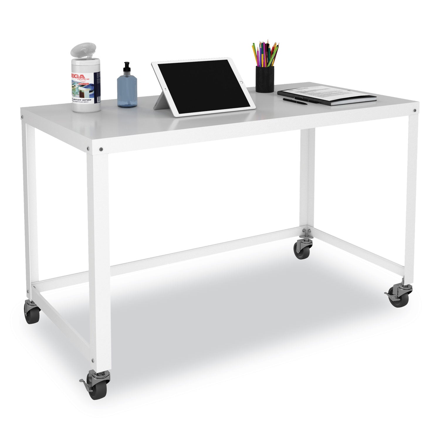 Hirsh Industries® RTA Mobile Desk, 47.45 x 23.88 x 29.6, White