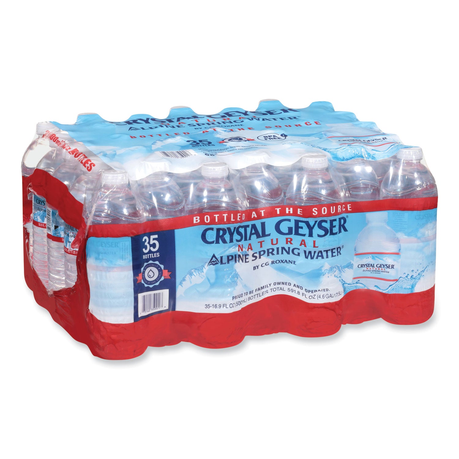 Crystal Geyser® Natural Alpine Spring Water, 16.9 oz Bottle, 35/Carton