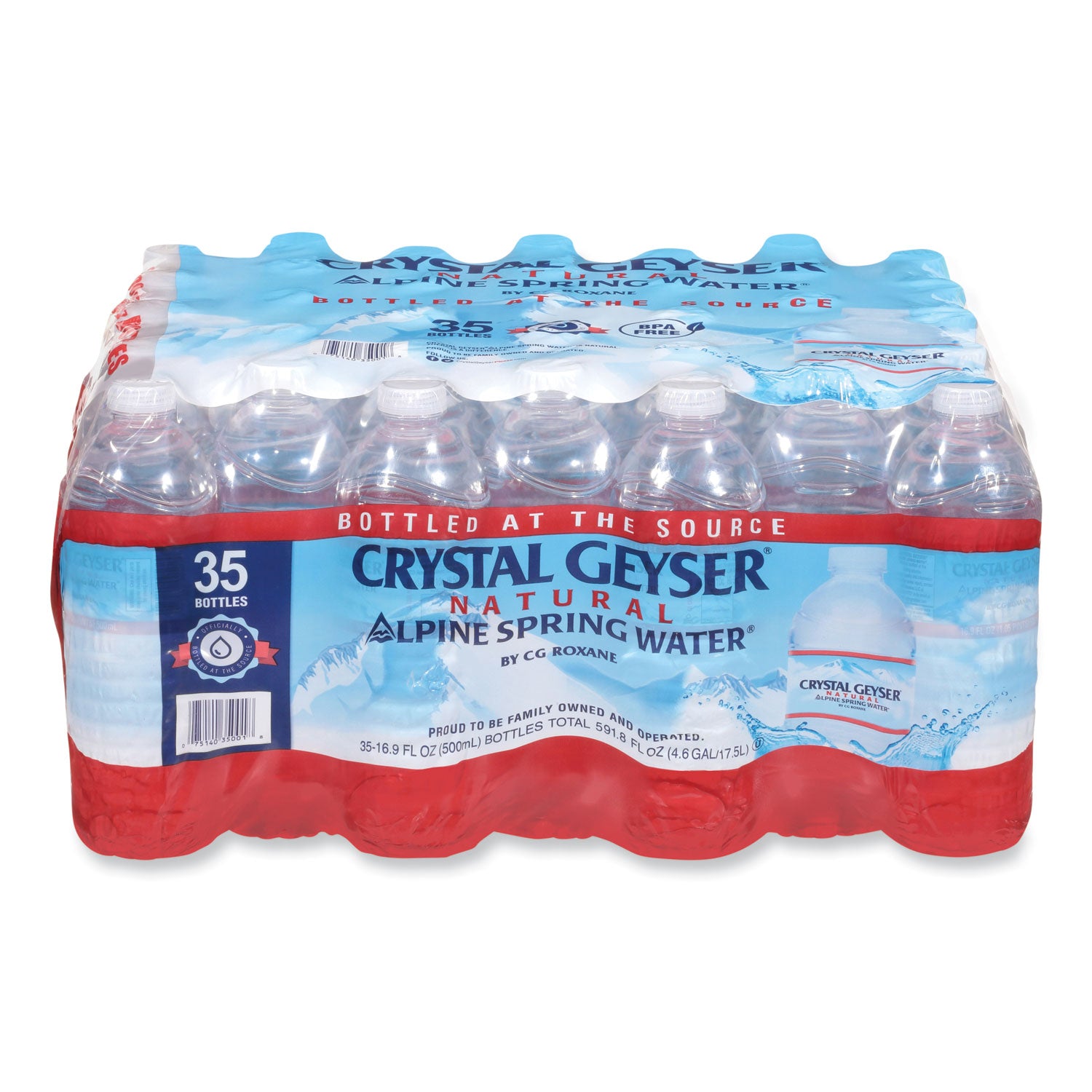 Crystal Geyser® Natural Alpine Spring Water, 16.9 oz Bottle, 35/Carton