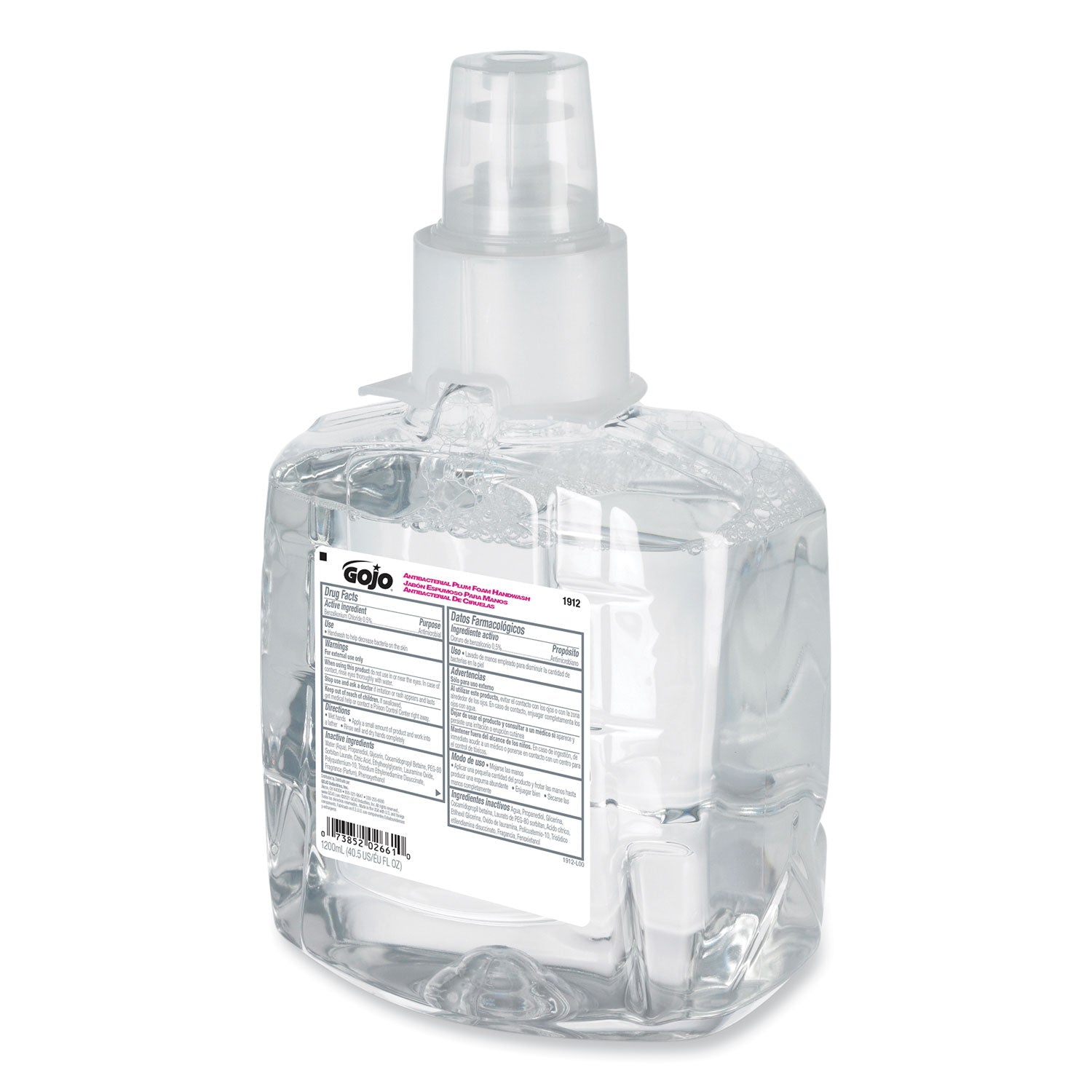 GOJO® Antibacterial Foam Hand Wash Refill, For LTX-12 Dispenser, Plum Scent, 1,200 mL Refill