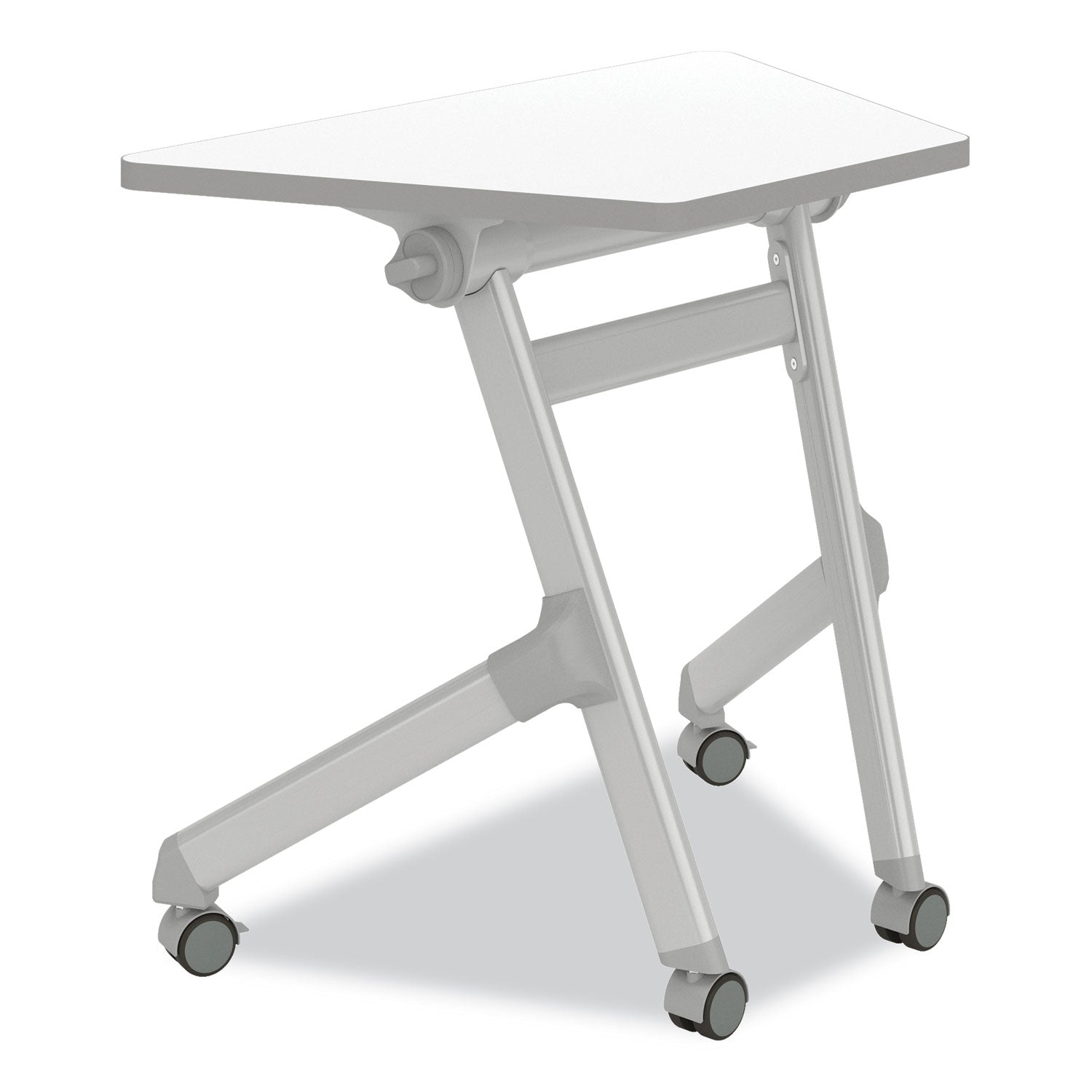 Learn Nesting Trapezoid Desk, 32.83" x 22.25" to 29.5", White/Silver