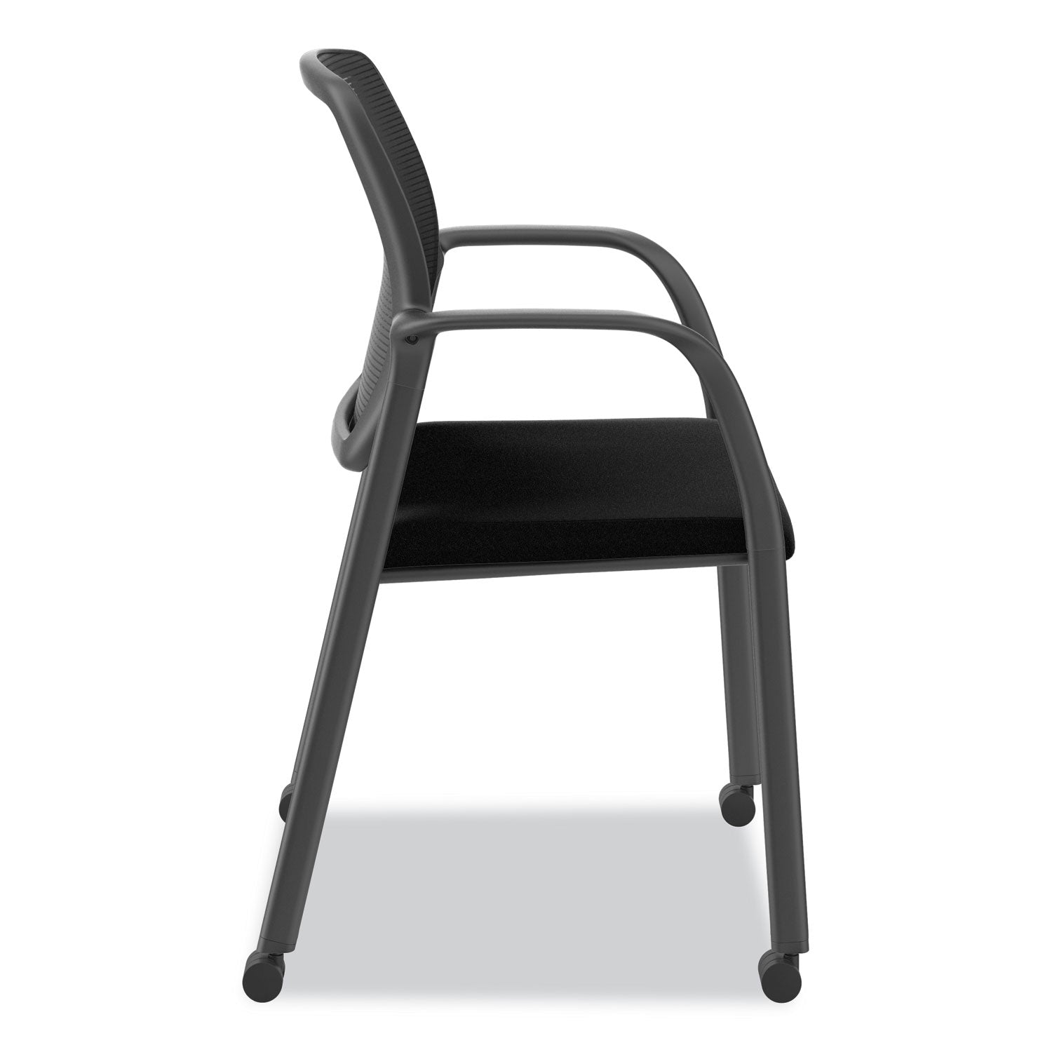 HON® Nucleus Series Recharge Guest Chair, Supports Up to 300 lb, 17.62" Seat Height, Black Seat/Back, Black Base