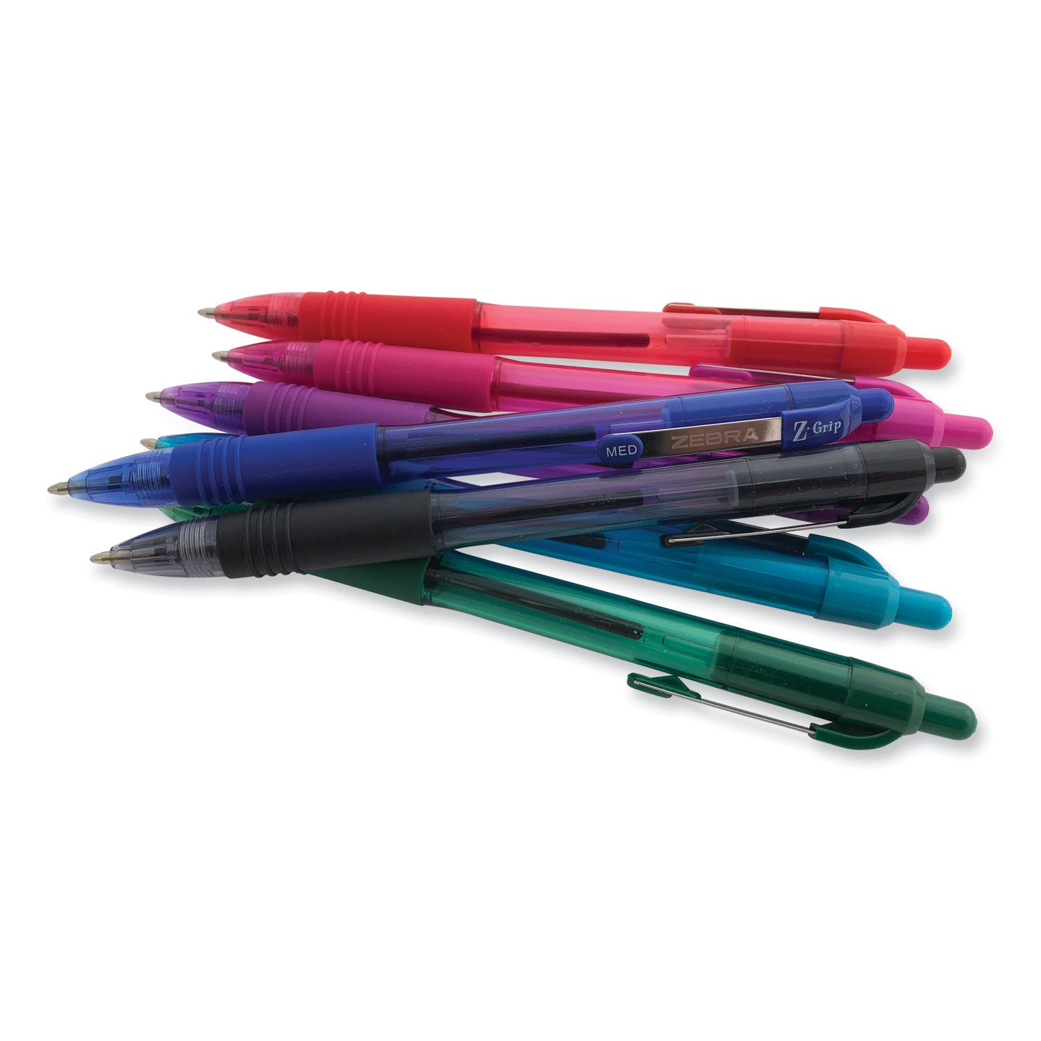 Zebra® Z-Grip Ballpoint Pen, Retractable, Medium 1 mm, Blue Ink, Translucent Blue/Blue Barrel, 12/Pack