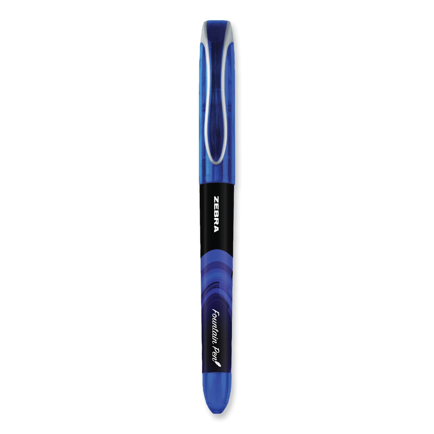 Zebra® Fountain Pen, Fine 0.6 mm, Blue Ink, Black/Blue Barrel, 12/Pack