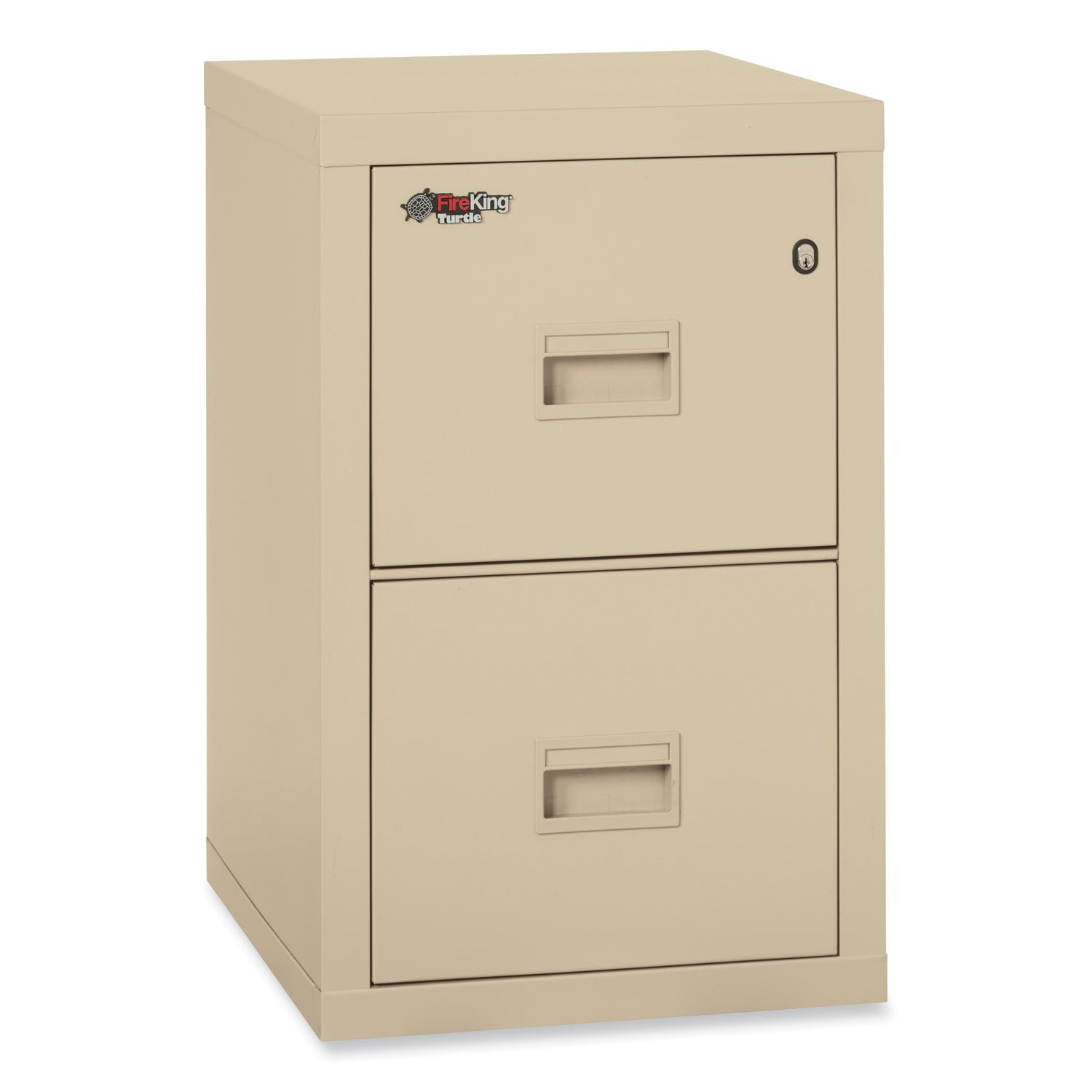 FireKing® Compact Turtle Insulated Vertical File, 1-Hour Fire, 2 Legal/letter File Drawers, Parchment, 17.75" X 22.13" X 27.75"