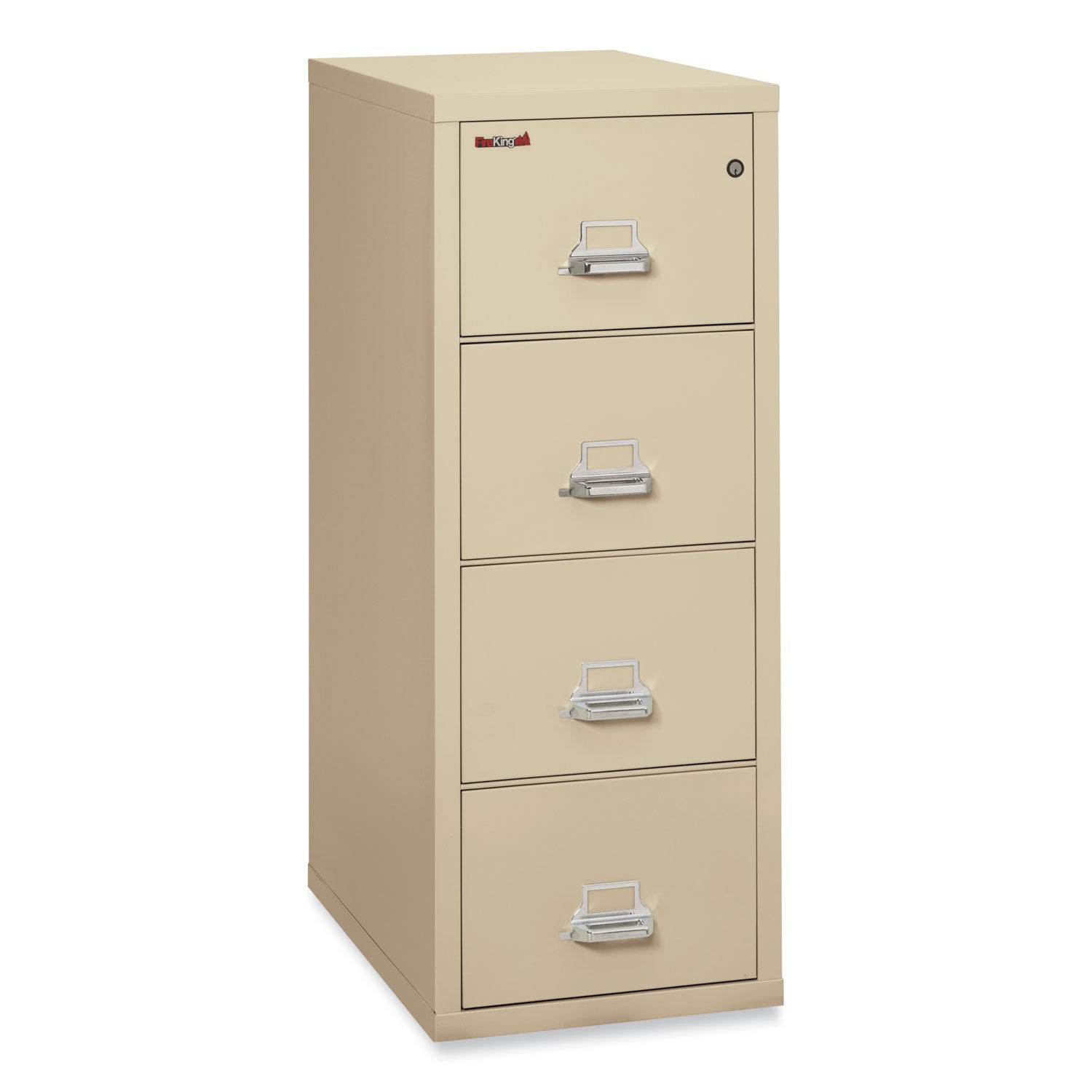 FireKing® Insulated Vertical File, 1-Hour Fire Protection, 4 Legal-Size File Drawers, Parchment, 20.81" X 31.56" X 52.75"