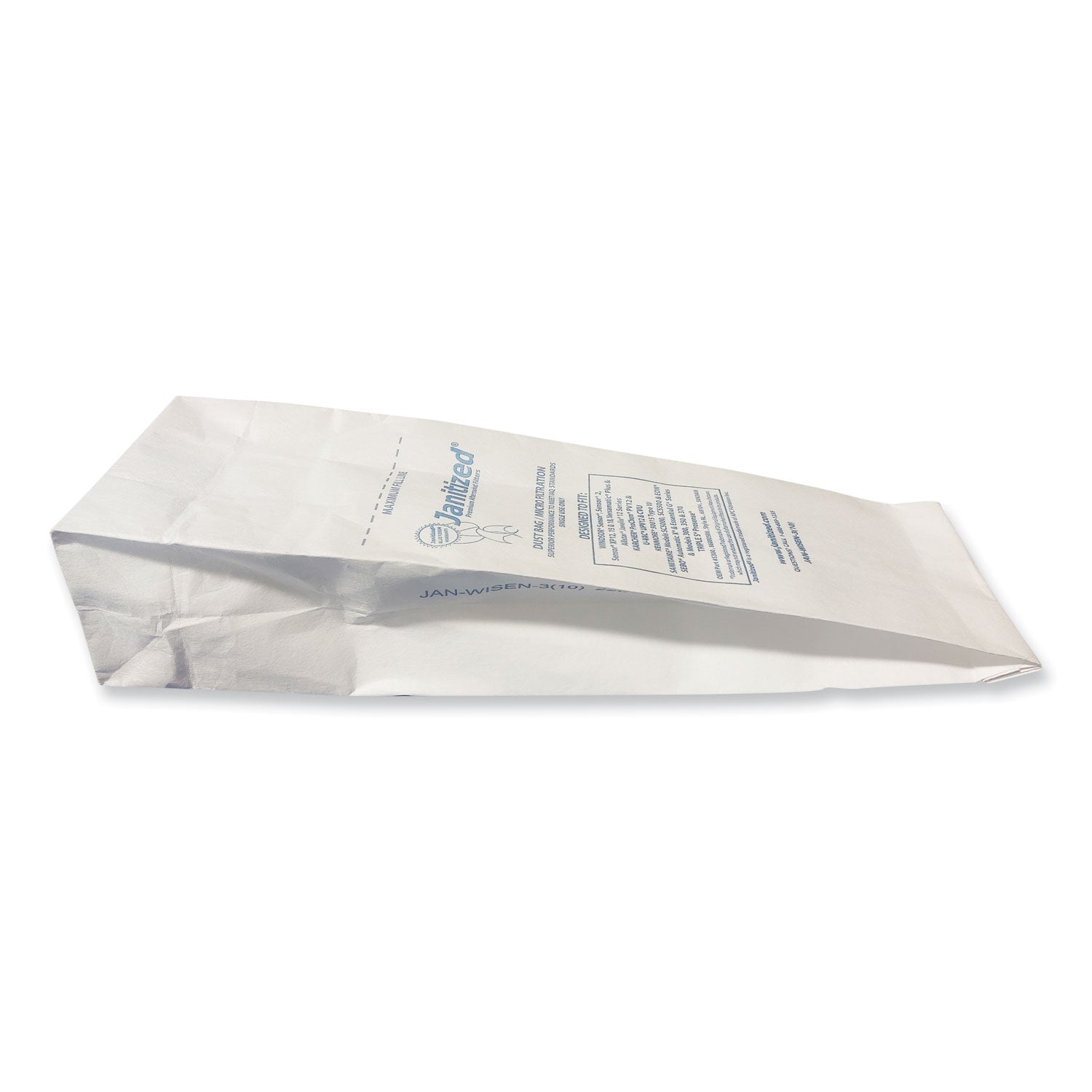 Janitized® Vacuum Filter Bags Designed to Fit Windsor Sensor S/S2/XP/Versamatic Plus, 100/Carton