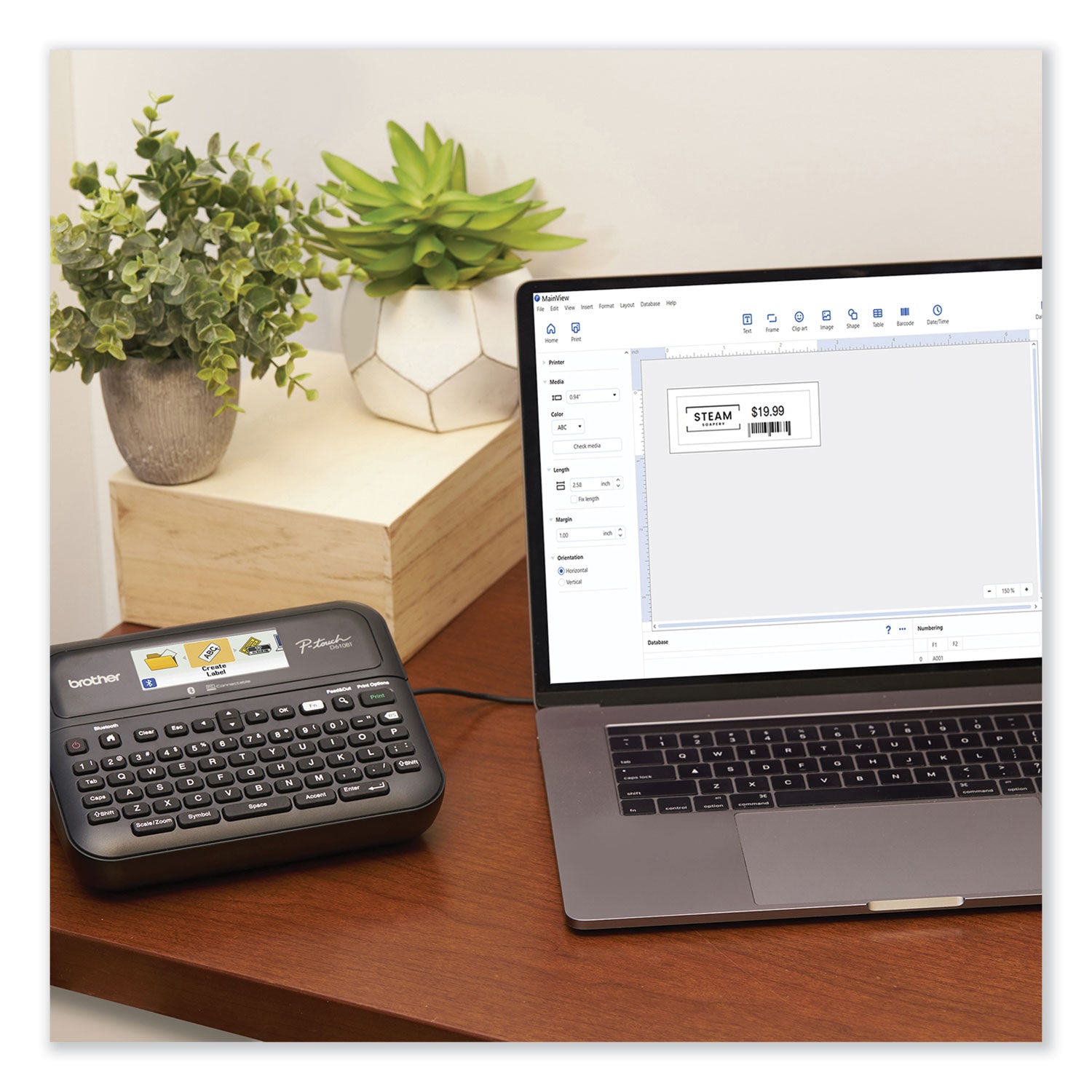 D-610BTVP Connected Label Maker with Color Display, 30 mm/s Print Speed, 14.2 x 6 x 13.3 Brother P-Touch® Flipcost