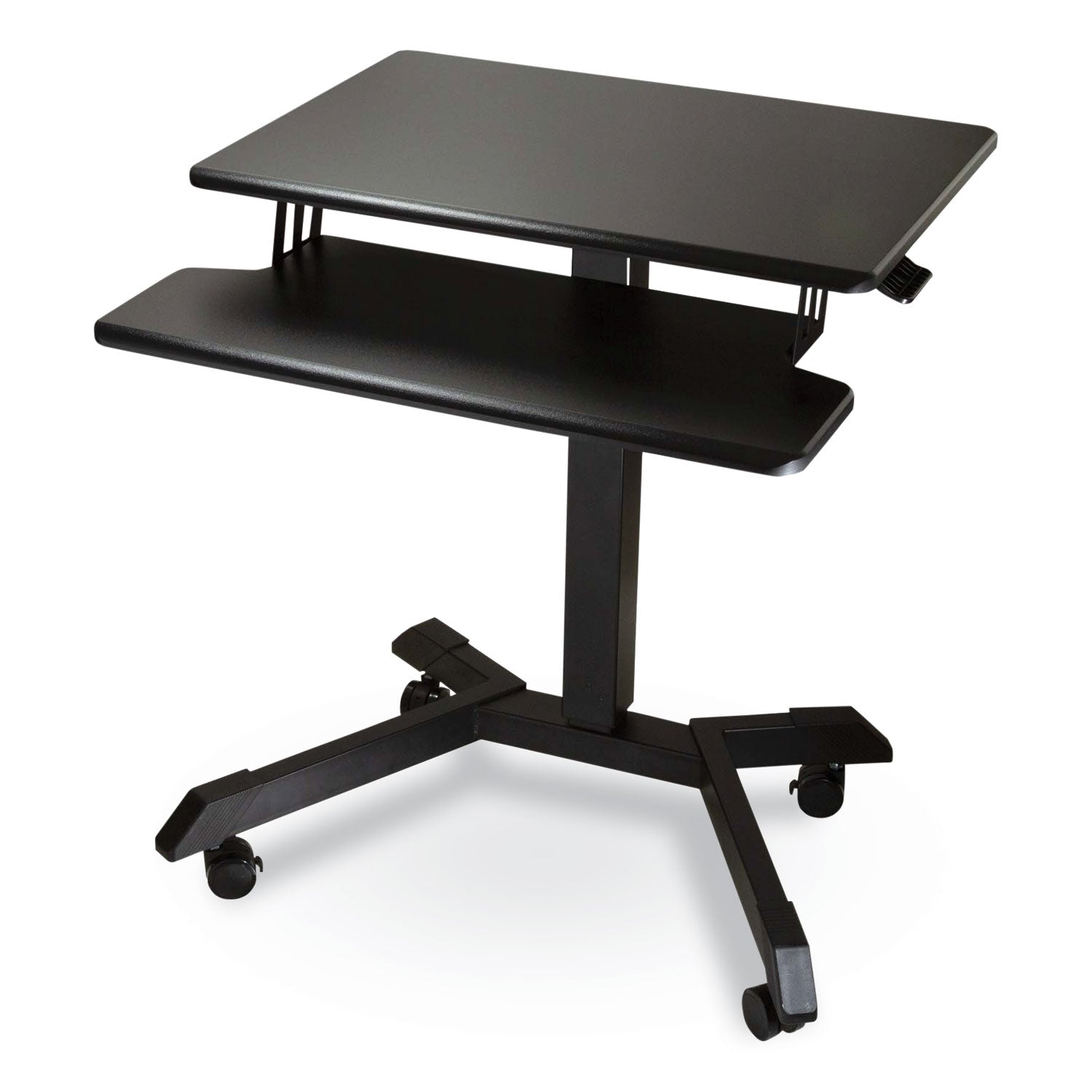 Victor® Mobile Height Adjustable Standing Desk with Keyboard Tray, 25.6 x 17.7 x 29 to 44, Black