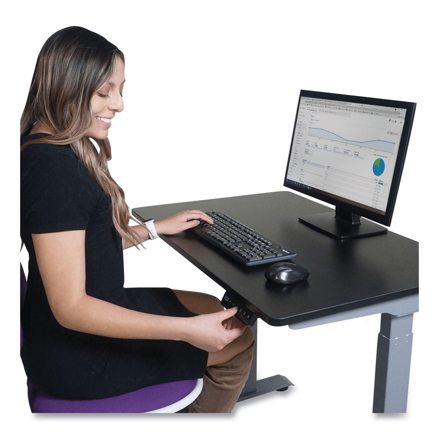 Victor® Electric Height Adjustable Standing Desk, 36 x 23.6 x 28.7 to 48.4, Black