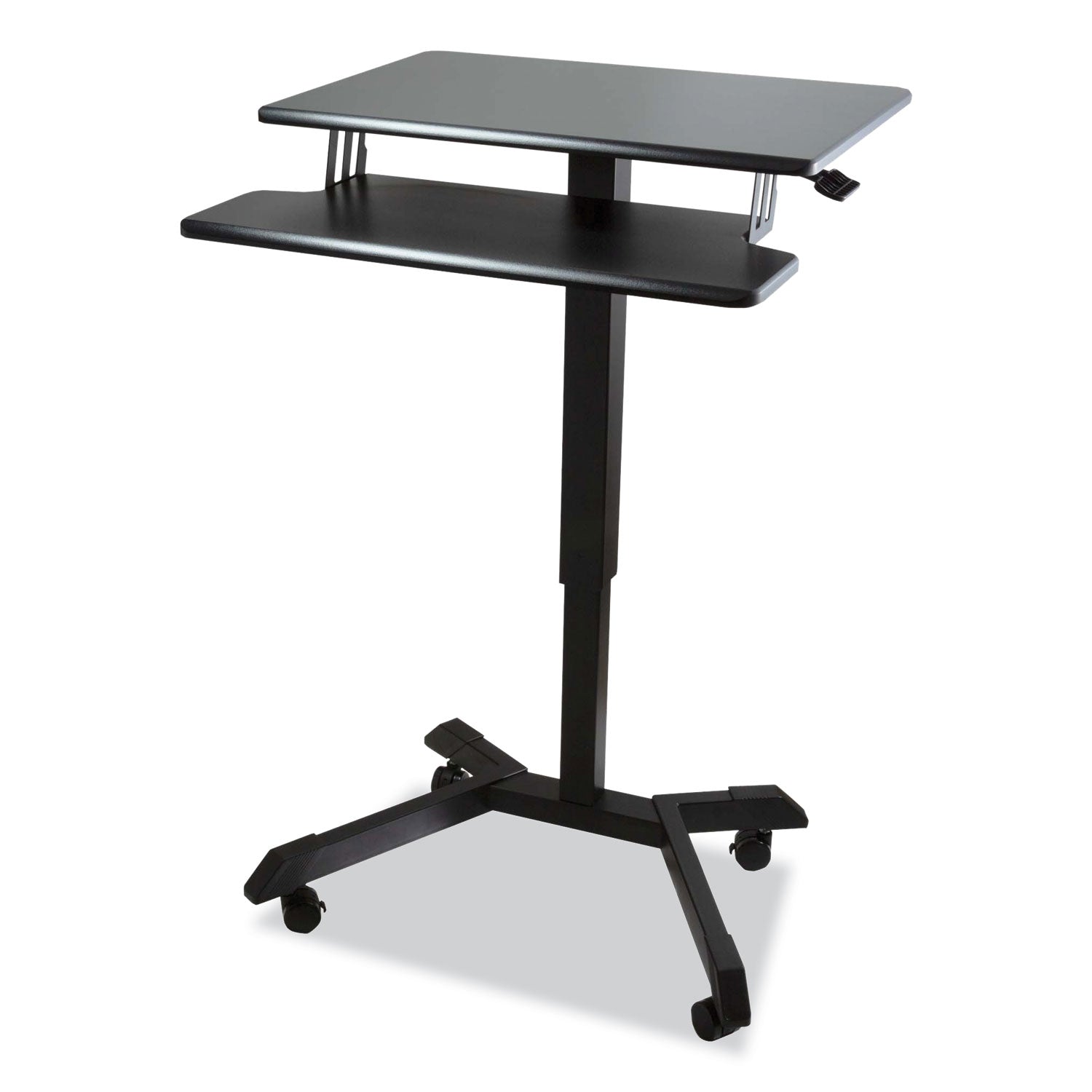 Victor® Mobile Height Adjustable Standing Desk with Keyboard Tray, 25.6 x 17.7 x 29 to 44, Black