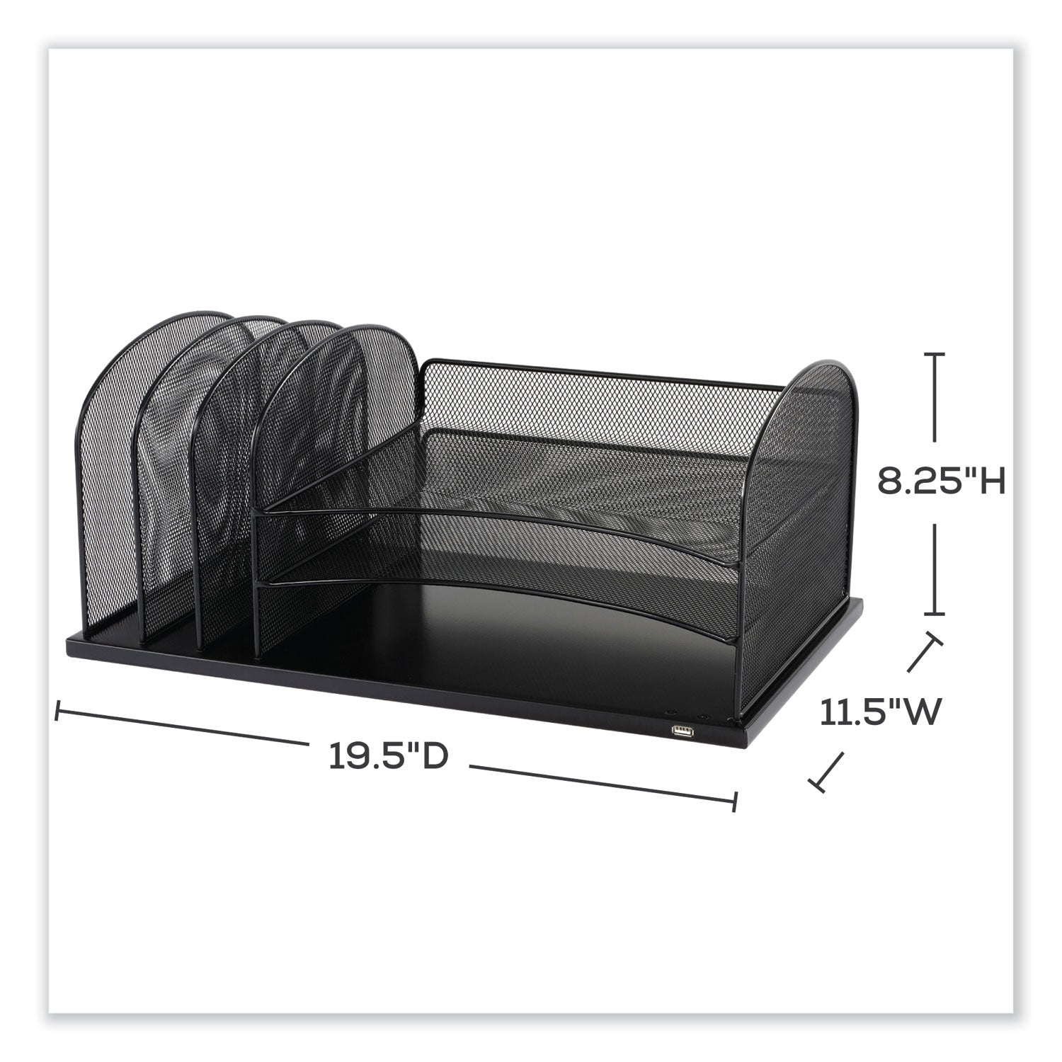 Safco® Powered Onyx Three Horizontal and Three Upright Sections, Letter Size Files, 19.5 x 11.5 x 8.25