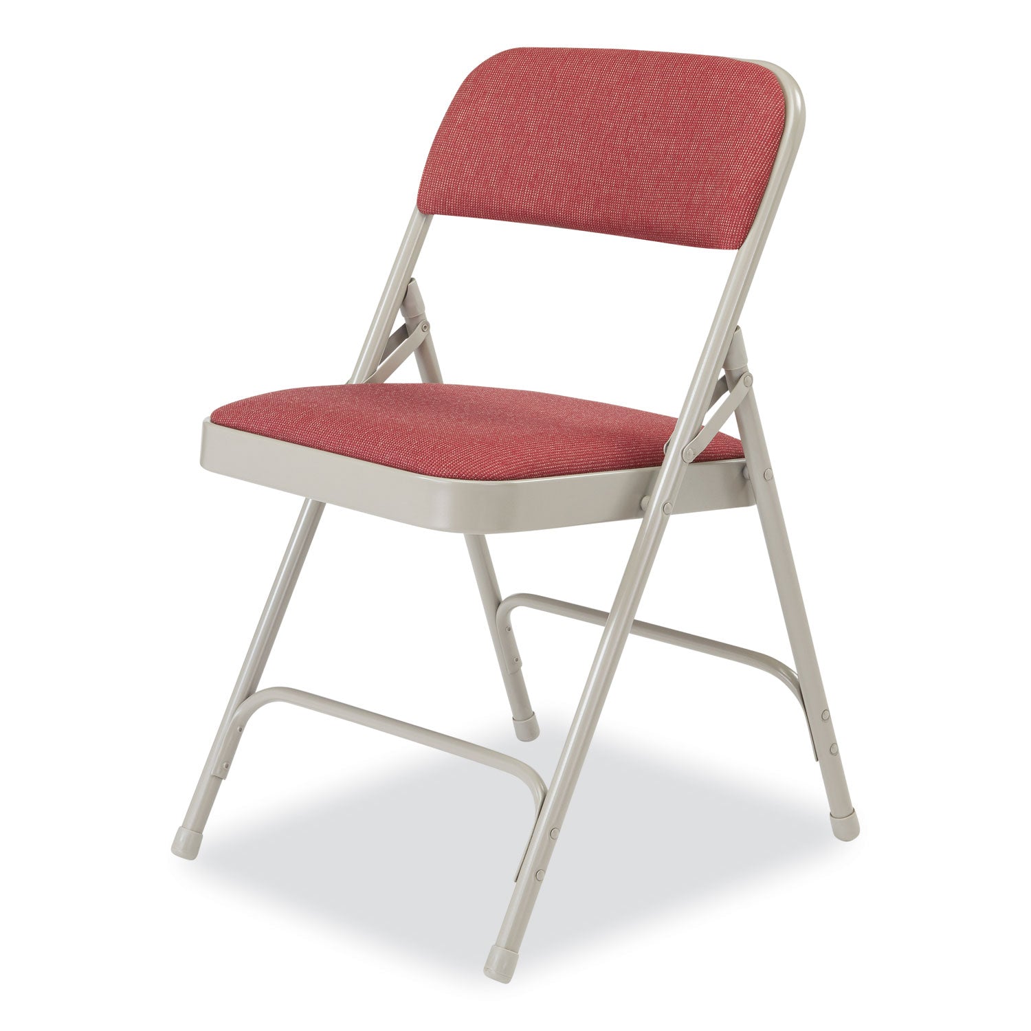 NPS® 2200 Series Fabric Dual-Hinge Premium Folding Chair, Supports Up to 500 lb, Cabernet Seat, Cabernet Back, Gray Base, 4/Carton