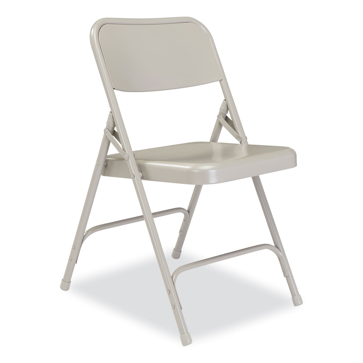 NPS® 200 Series Premium All-Steel Double Hinge Folding Chair, Supports Up to 500 lb, 17.25" Seat Height, Gray, 4/Carton