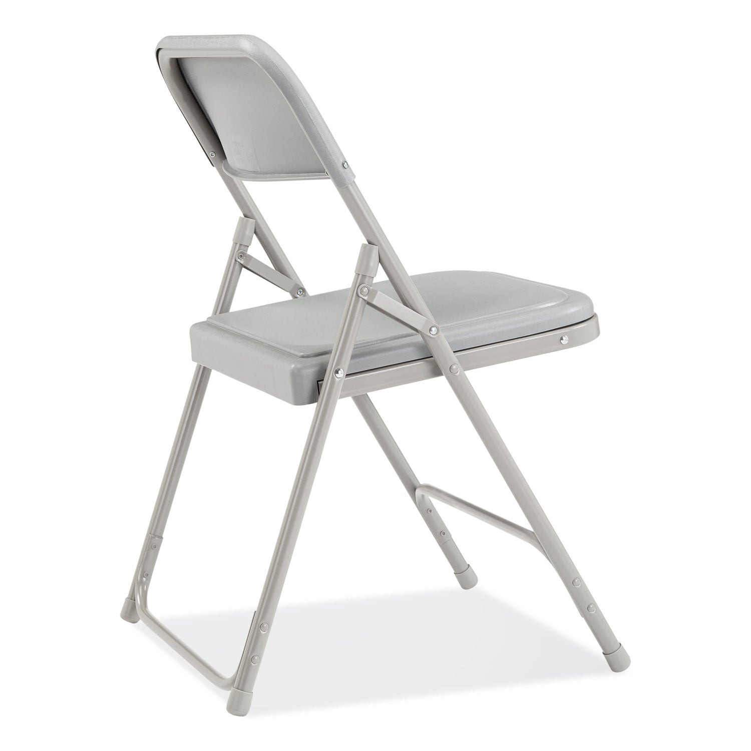 NPS® 800 Series Premium Plastic Folding Chair, Supports Up to  500 lb, 18" Seat Height, Gray Seat, Gray Back, Gray Base, 4/Carton