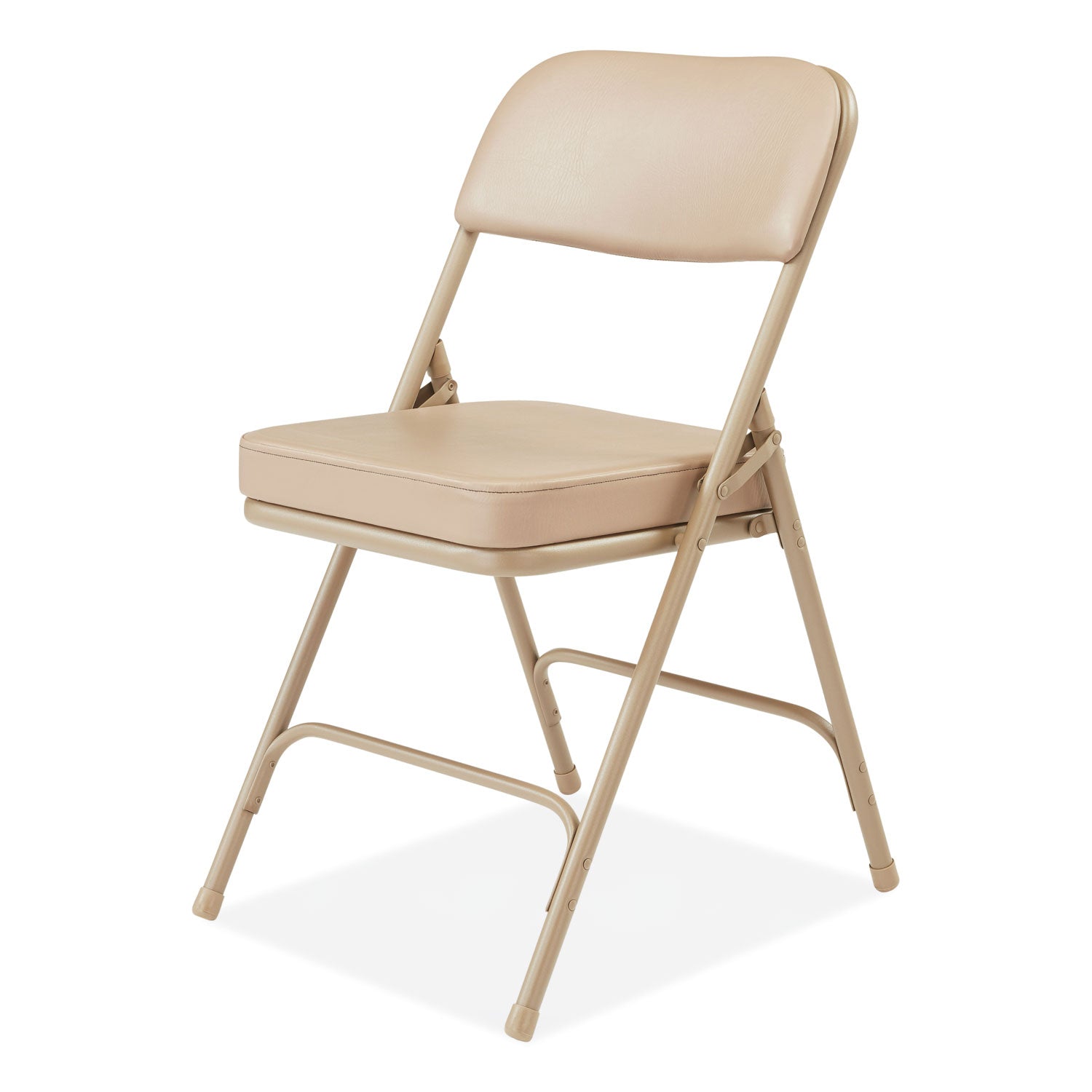 NPS® 3200 Series 2" Vinyl Upholstered Double Hinge Folding Chair, Supports Up to 300lb, 18.5" Seat Height, Beige, 2/Carton