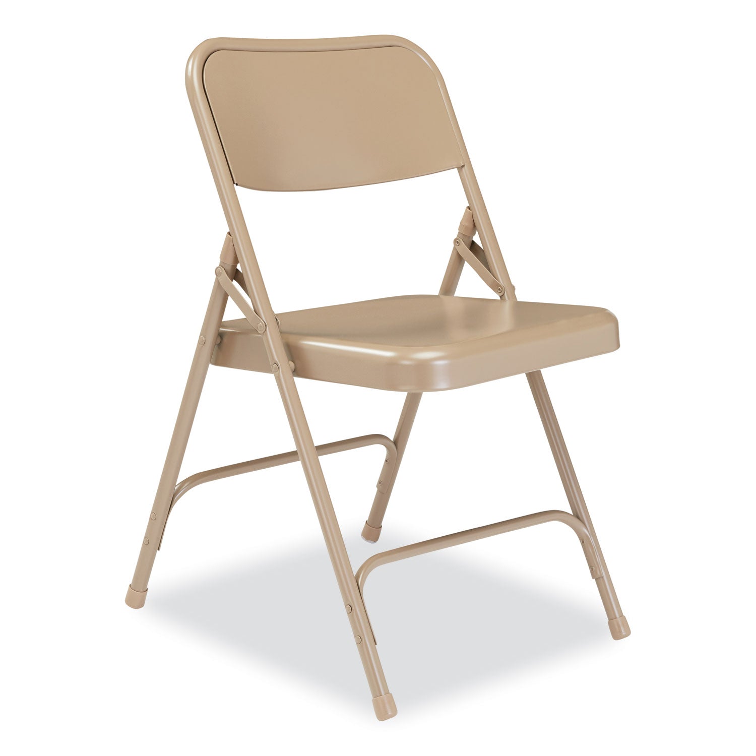 NPS® 200 Series Premium All-Steel Double Hinge Folding Chair, Supports Up to 500 lb, 17.25" Seat Height, Beige, 4/Carton