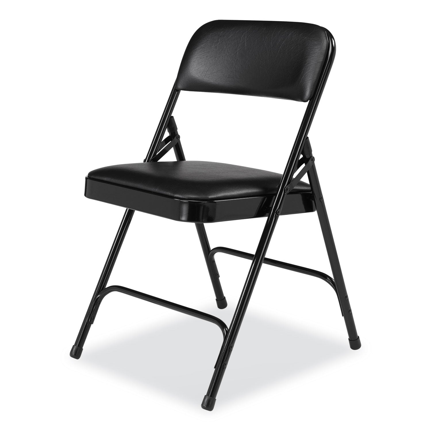 NPS® 1200 Series Premium Vinyl Dual-Hinge Folding Chair, Supports Up to 500 lb, 17.75" Seat Height, Caviar Black, 4/Carton