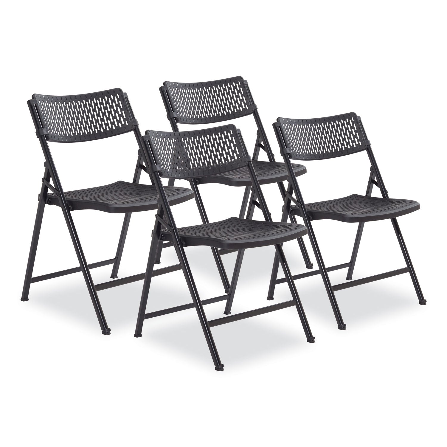 AirFlex Series Premium Poly Folding Chair, Supports  Up to 1,000 lb, 17.25" Seat Height, Black, 4/Carton