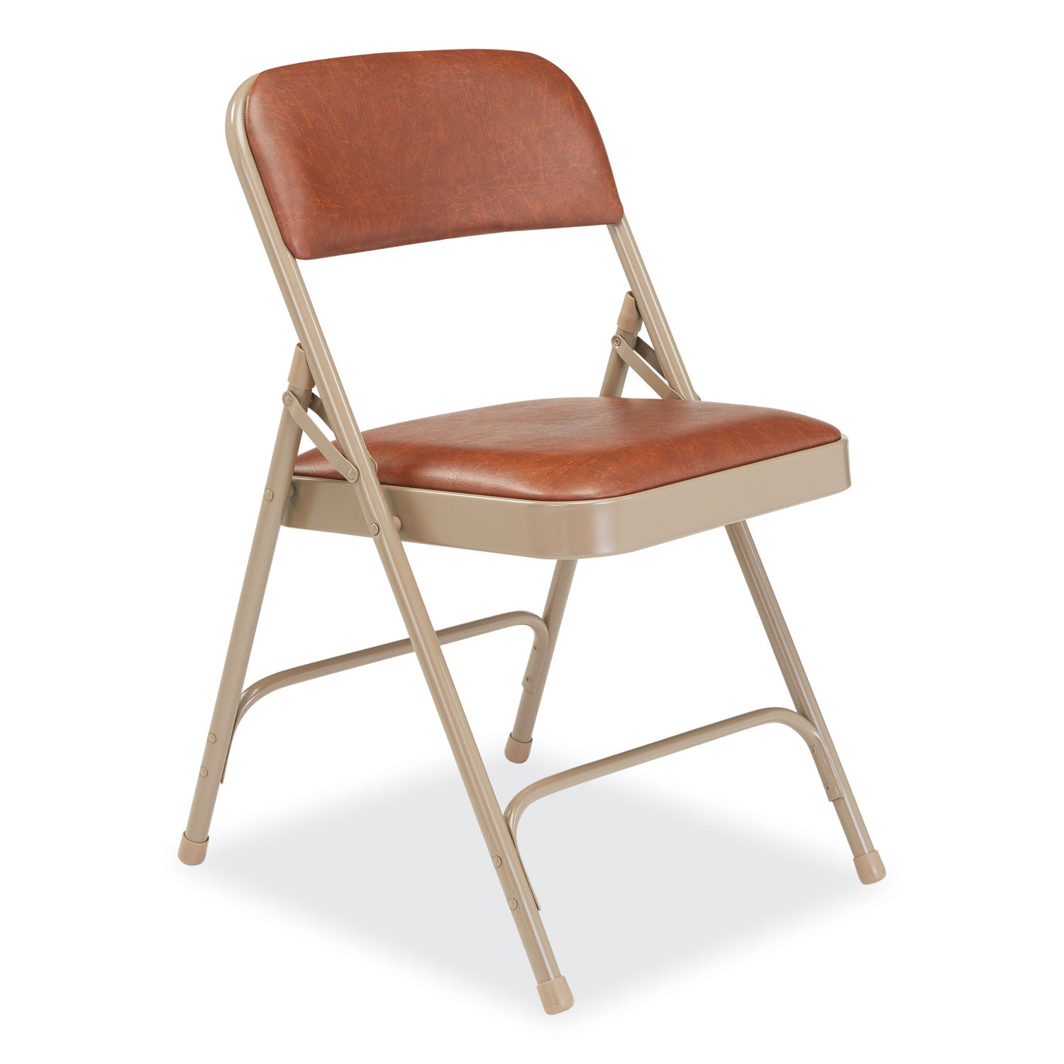 NPS® 1200 Series Vinyl Dual-Hinge Folding Chair, Supports Up to 500 lb, Honey Brown Seat, Honey Brown Back, Beige Base, 4/Carton