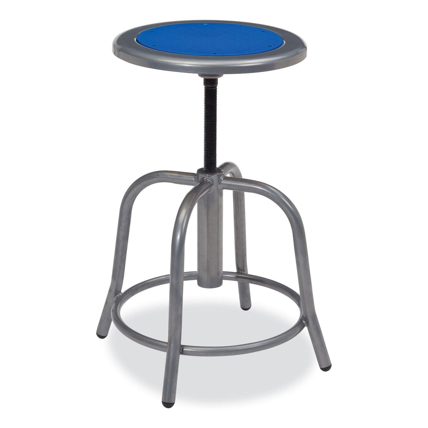 NPS® 6800 Series Height Adjustable Metal Seat Stool, Supports Up to 300 lb, 18" to 24" Seat Height, Persian Blue Seat/Gray Base