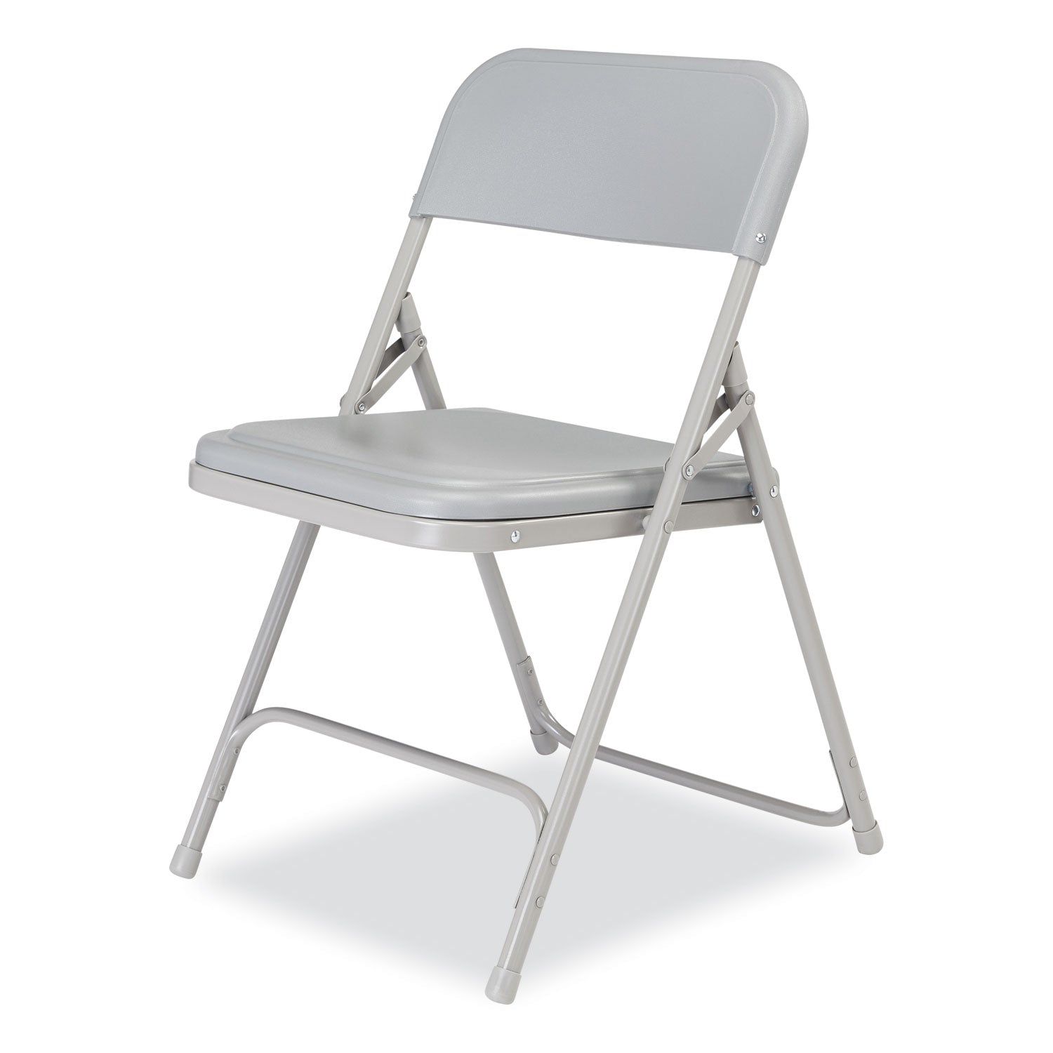 NPS® 800 Series Premium Plastic Folding Chair, Supports Up to  500 lb, 18" Seat Height, Gray Seat, Gray Back, Gray Base, 4/Carton