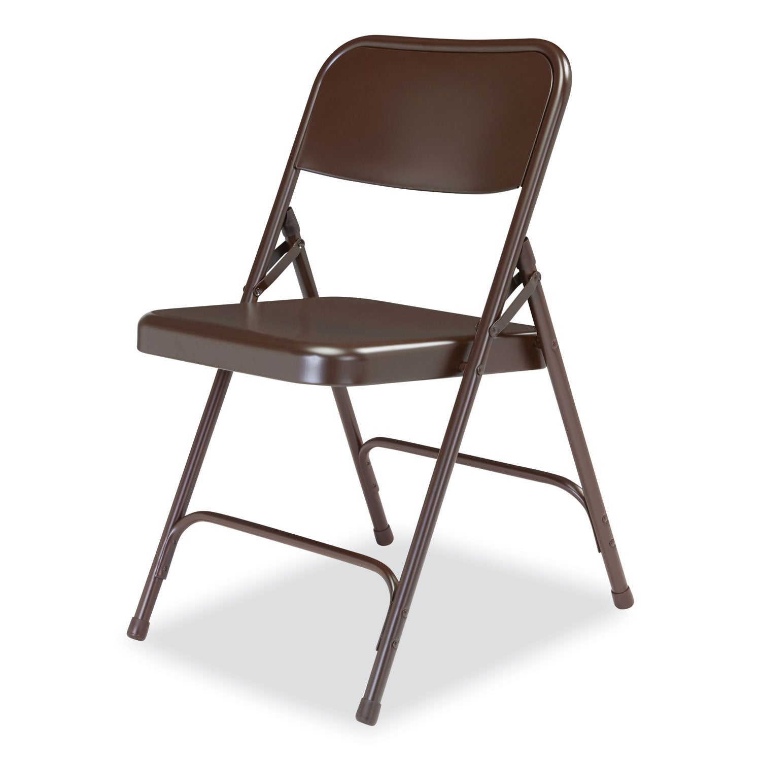 NPS® 200 Series Premium All-Steel Double Hinge Folding Chair, Supports Up to 500 lb, 17.25" Seat Height, Brown, 4/Carton