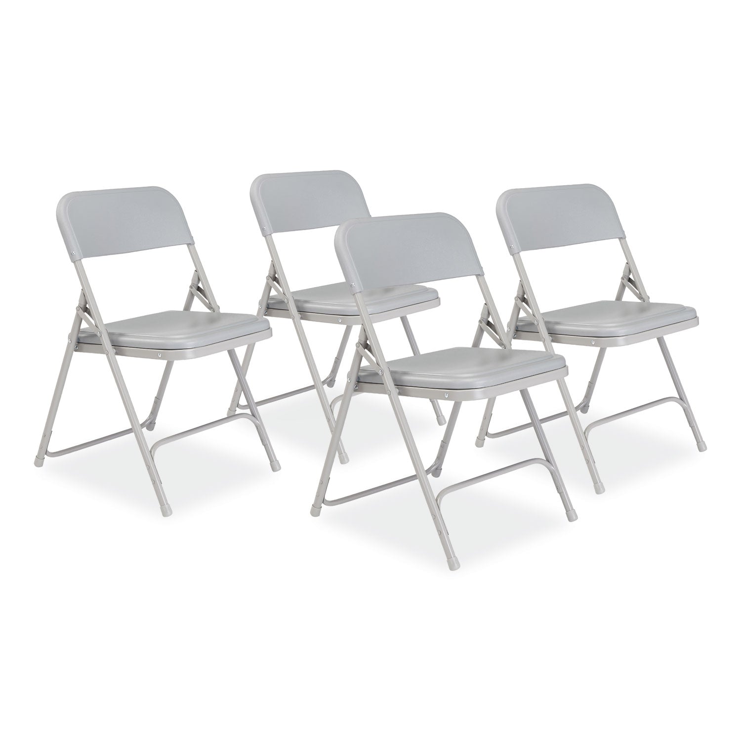 800 Series Premium Plastic Folding Chair, Supports Up to  500 lb, 18" Seat Height, Gray Seat, Gray Back, Gray Base, 4/Carton