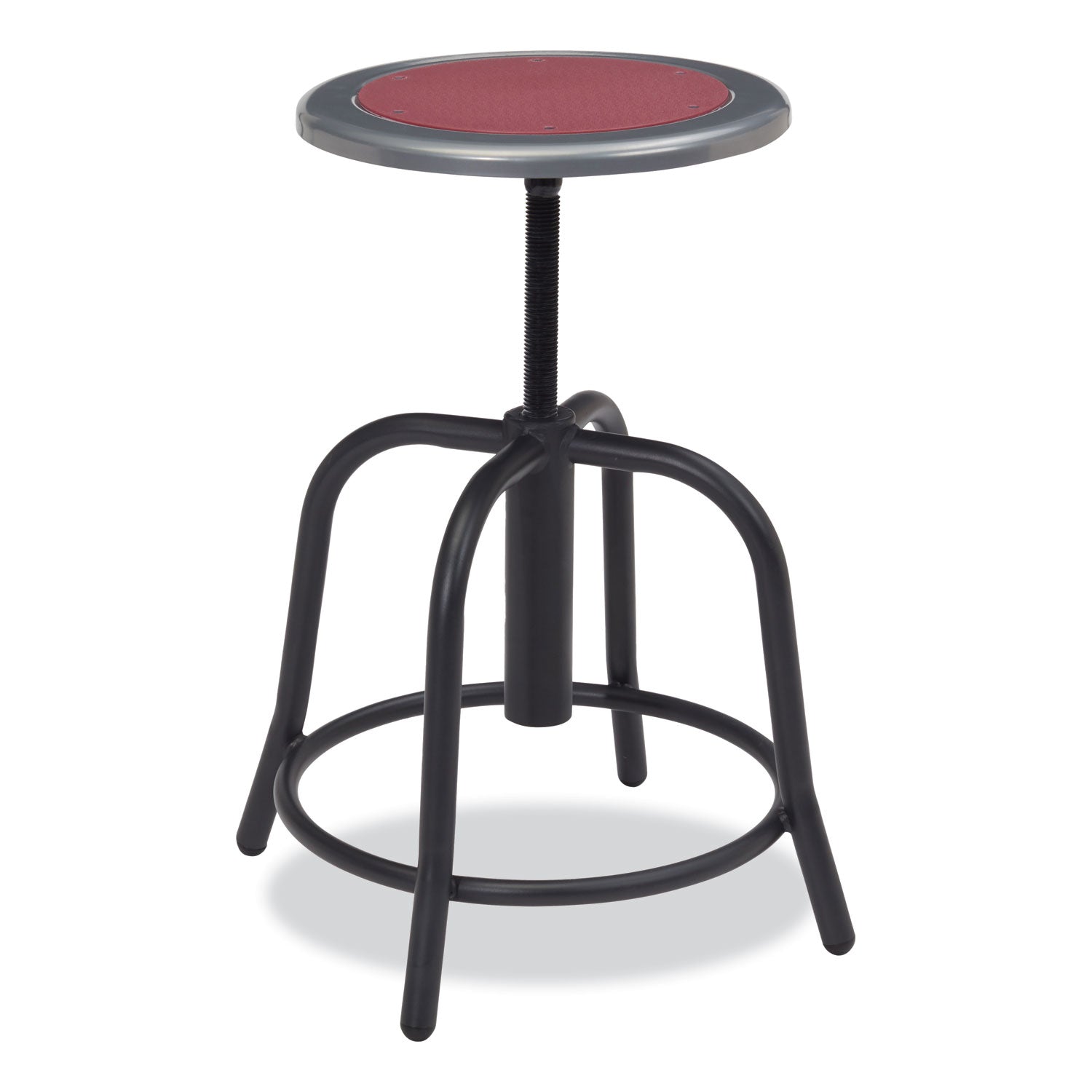 NPS® 6800 Series Height Adjustable Metal Seat Stool, Supports Up to 300 lb, 18" to 24" Seat Height, Burgundy Seat, Black Base