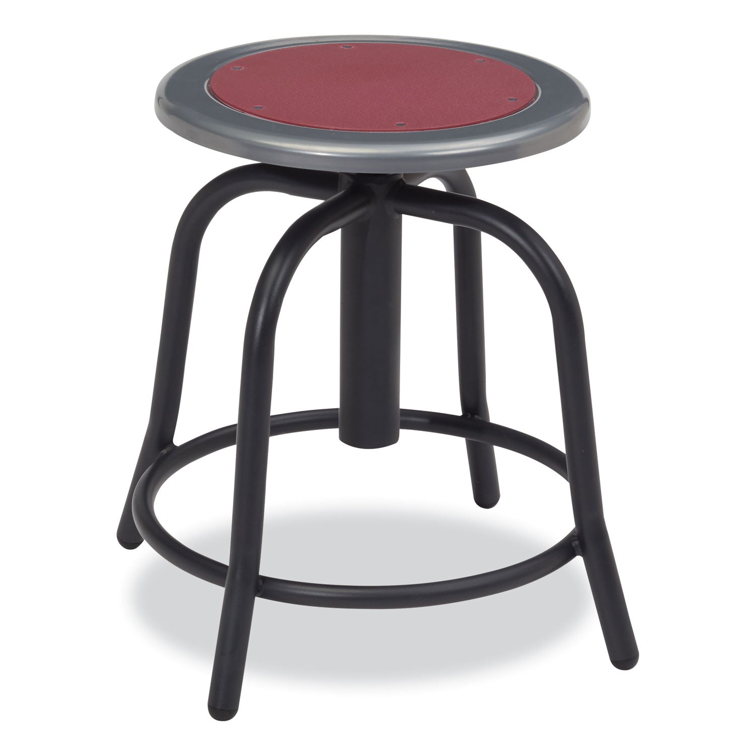 6800 Series Height Adjustable Metal Seat Stool, Supports Up to 300 lb, 18" to 24" Seat Height, Burgundy Seat, Black Base