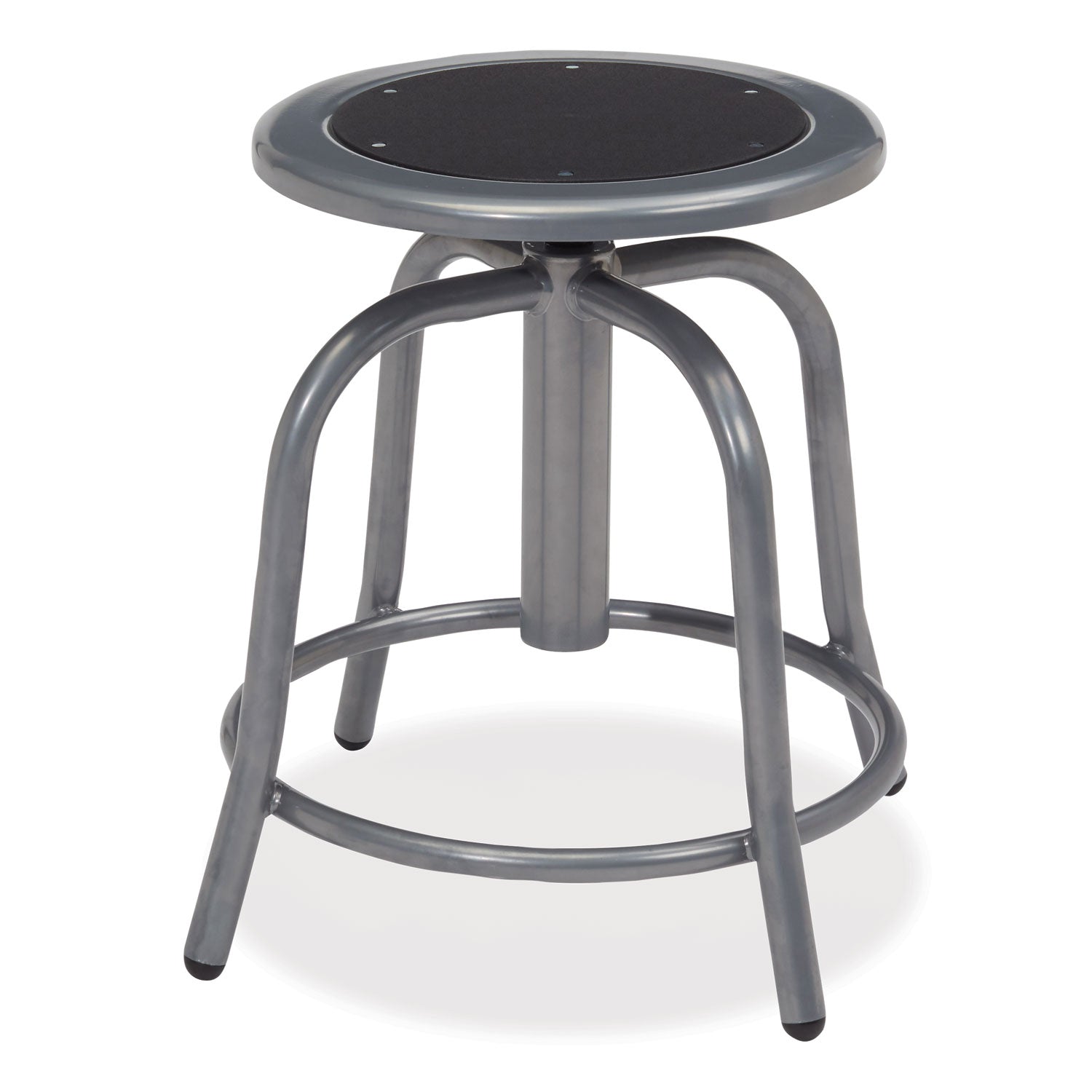 6800 Series Height Adjustable Metal Seat Swivel Stool, Supports Up to 300 lb, 18" to 24" Seat Height, Black Seat, Gray Base