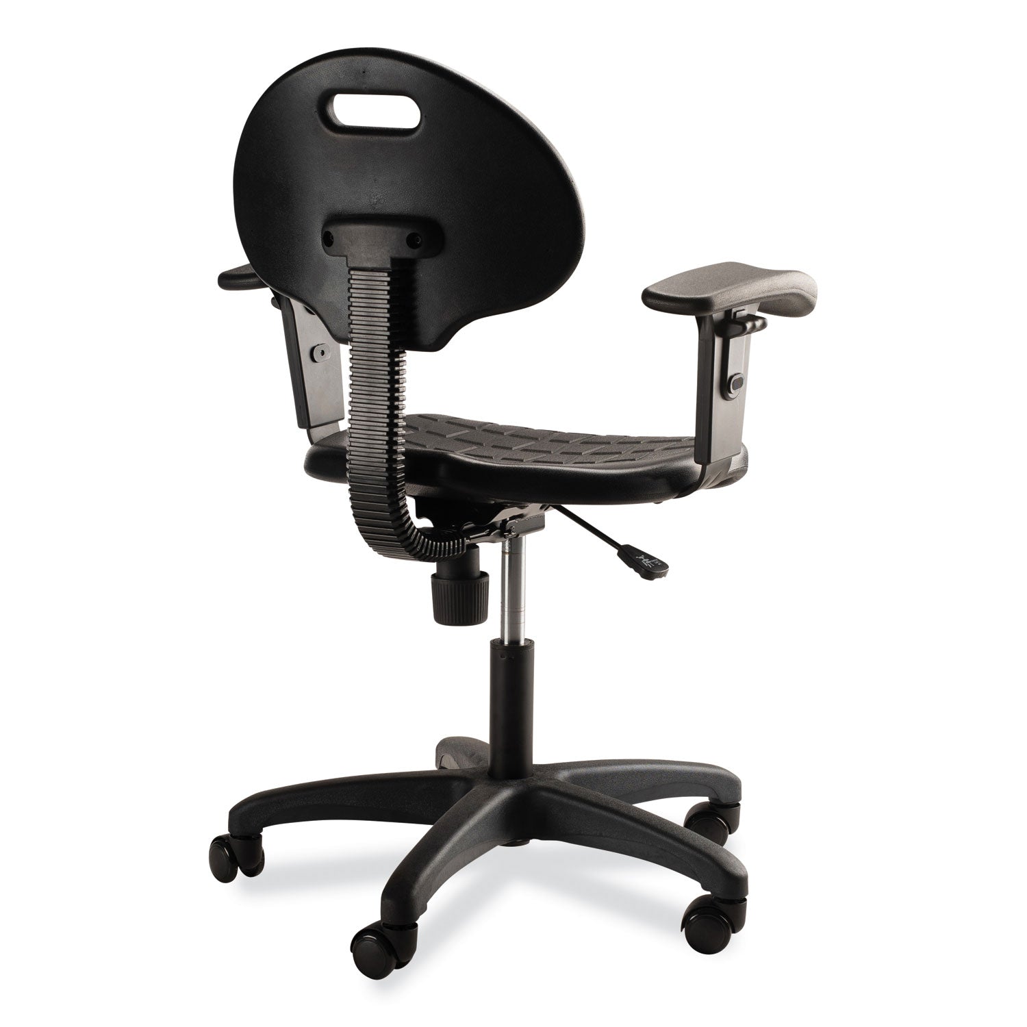 6700 Series Polyurethane Adjustable Height Task Chair with Arms, Supports 300 lb, 16" to 21" Seat Height, Black Seat/Base NPS® Flipcost