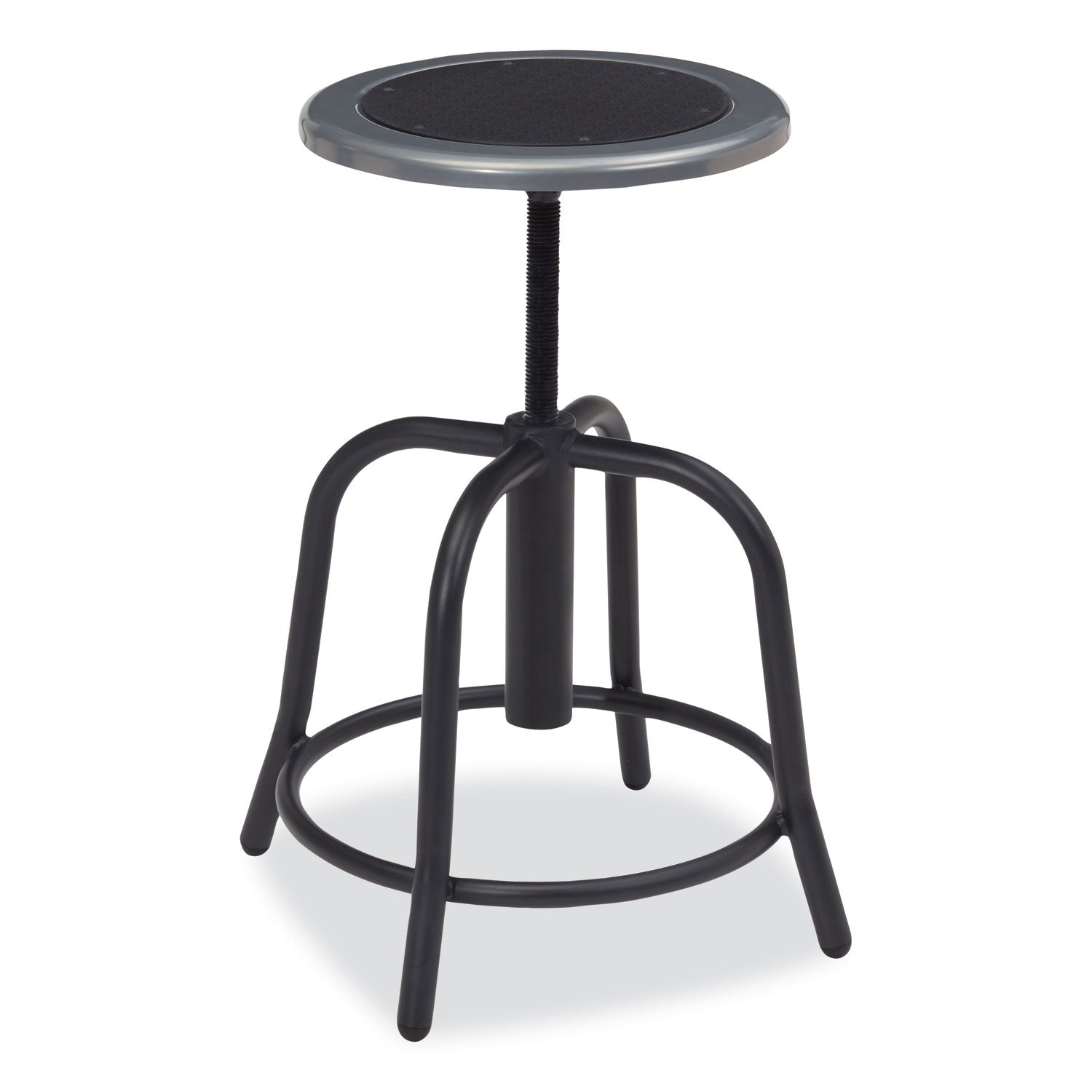 NPS® 6800 Series Height Adjustable Metal Seat Swivel Stool, Supports Up to 300 lb, 18" to 24" Seat Height, Black Seat/Base