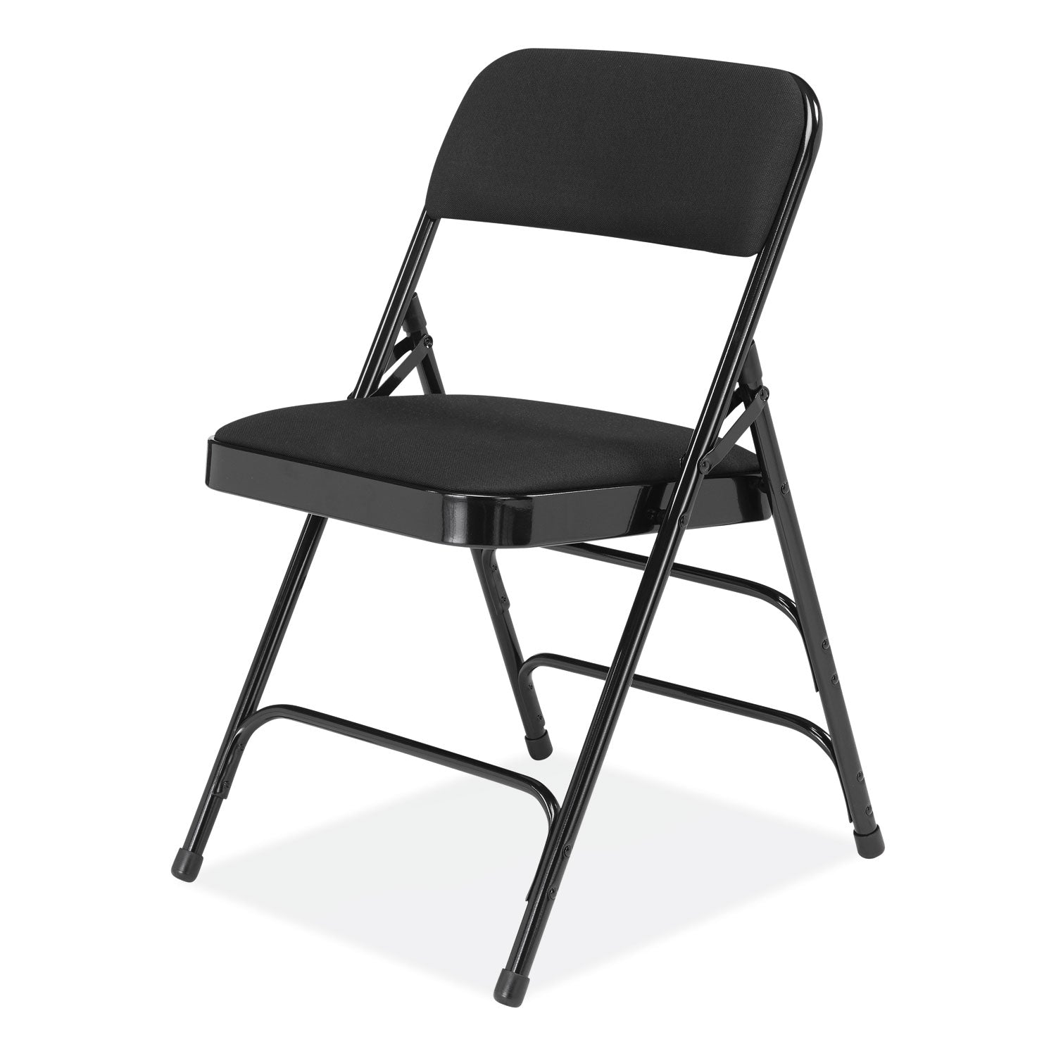 NPS® 2300 Series Fabric Upholstered Triple Brace Premium Folding Chair, Supports Up to 500 lb, Midnight Black, 4/Carton