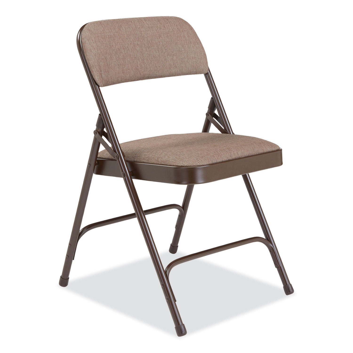 NPS® 2200 Series Fabric Dual-Hinge Premium Folding Chair, Supports Up to 500 lb, Walnut Seat, Walnut Back, Brown Base, 4/Carton