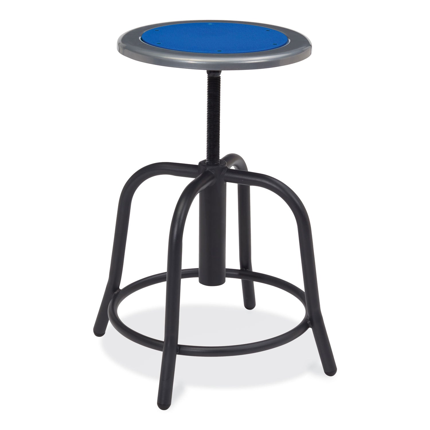 NPS® 6800 Series Height Adjustable Metal Seat Stool, Supports Up to 300 lb, 18" to 24" Seat Height, Persian Blue Seat/Black Base