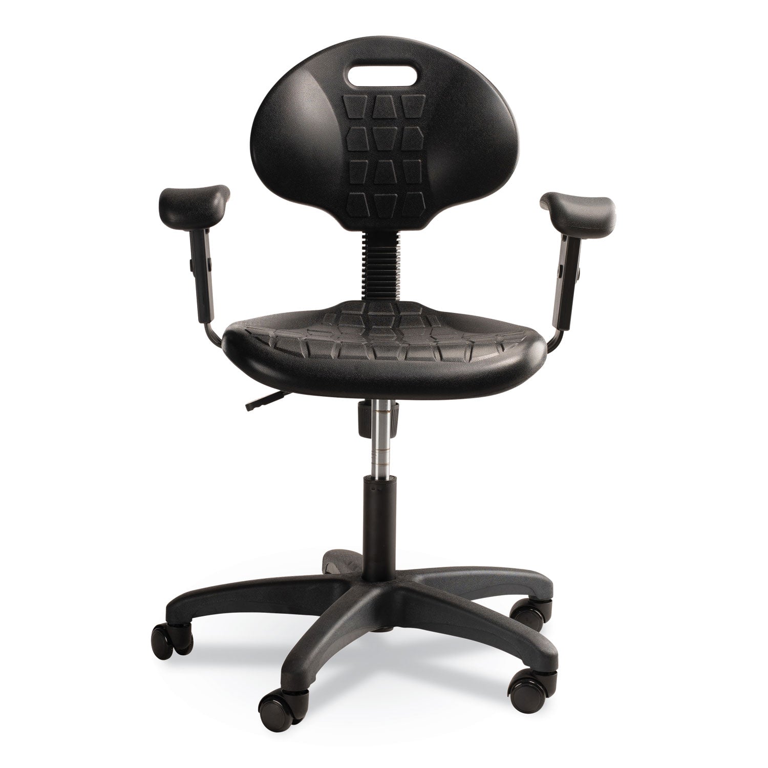 6700 Series Polyurethane Adjustable Height Task Chair with Arms, Supports 300 lb, 16" to 21" Seat Height, Black Seat/Base NPS® Flipcost