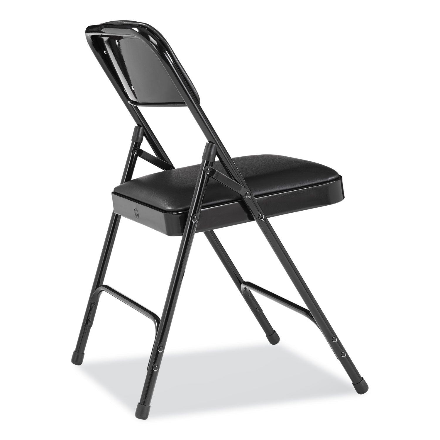 NPS® 1200 Series Premium Vinyl Dual-Hinge Folding Chair, Supports Up to 500 lb, 17.75" Seat Height, Caviar Black, 4/Carton