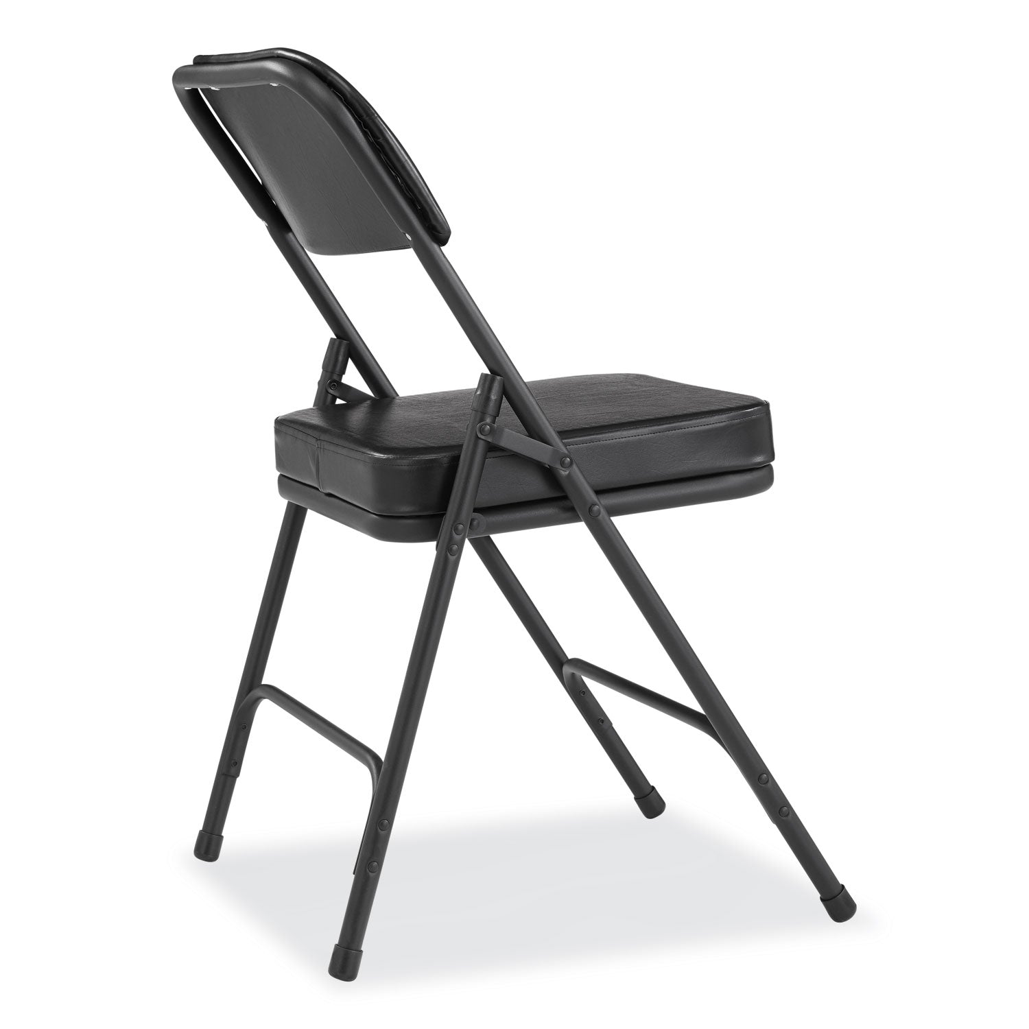 NPS® 3200 Series 2" Vinyl Upholstered Double Hinge Folding Chair, Supports Up to 300 lb, 18.5" Seat Height, Black, 2/Carton