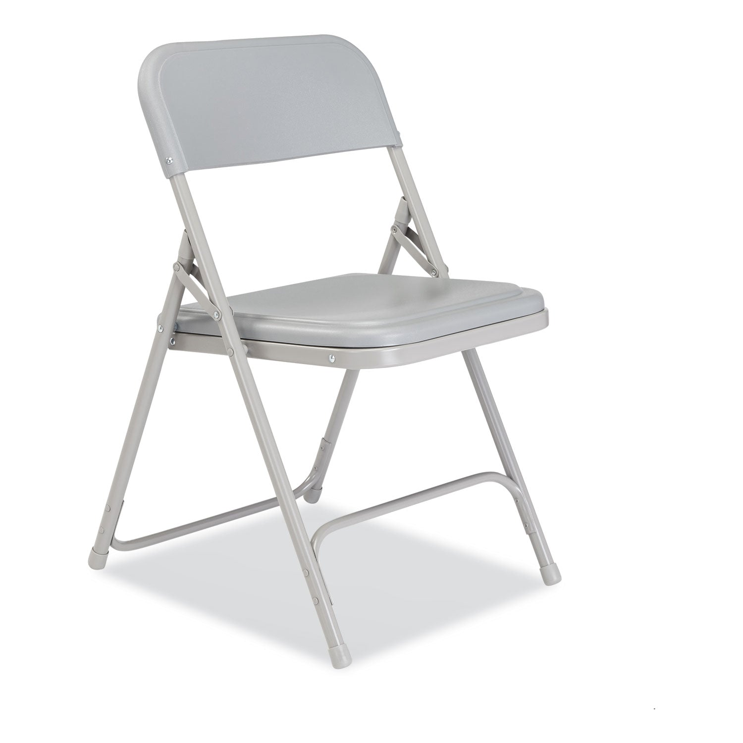 NPS® 800 Series Premium Plastic Folding Chair, Supports Up to  500 lb, 18" Seat Height, Gray Seat, Gray Back, Gray Base, 4/Carton