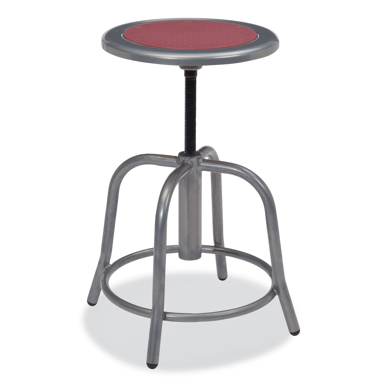 6800 Series Height Adjustable Metal Seat Swivel Stool, Supports Up to 300 lb, 18" to 24" Seat Height, Burgundy Seat/Gray Base NPS® Flipcost