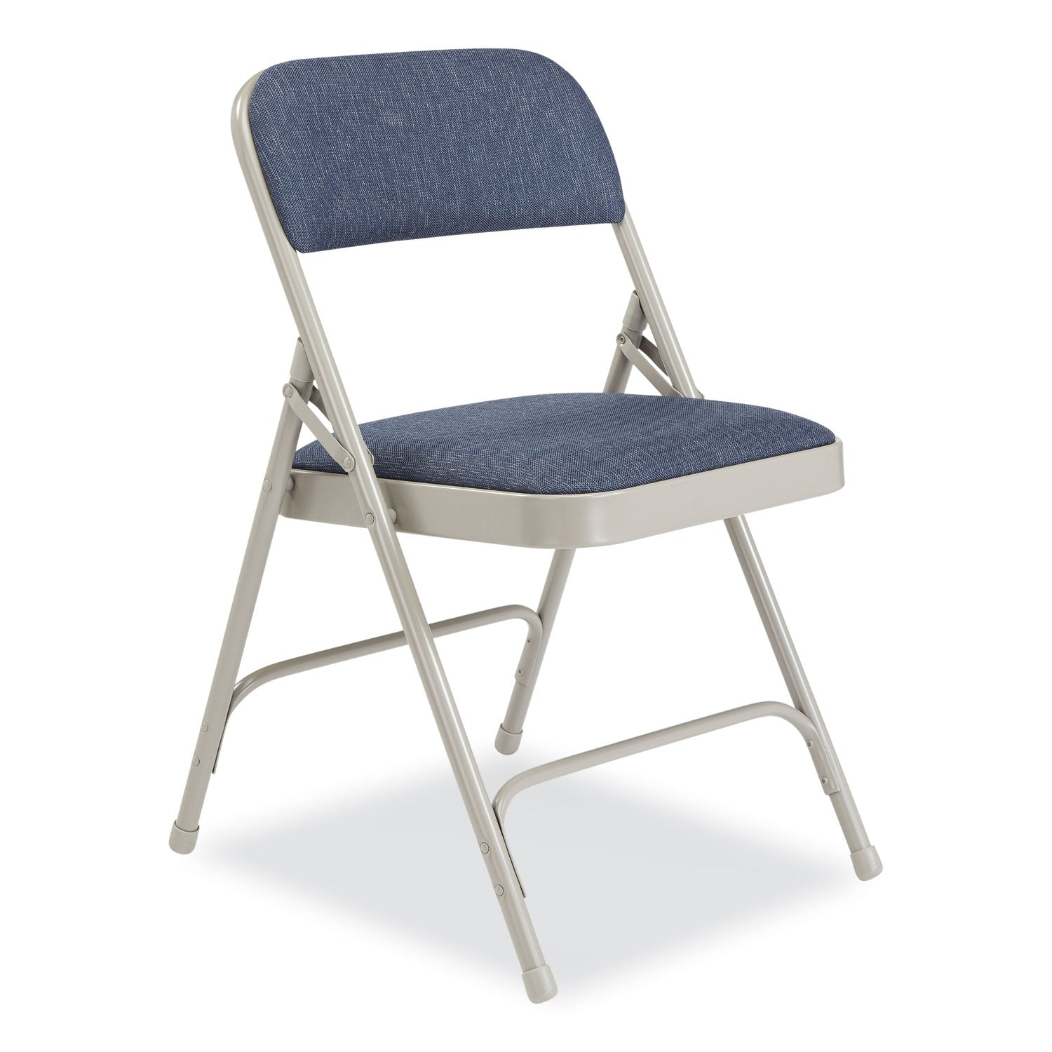 NPS® 2200 Series Fabric Dual-Hinge Premium Folding Chair, Supports Up to 500 lb, Blue Seat, Blue Back, Gray Base, 4/Carton