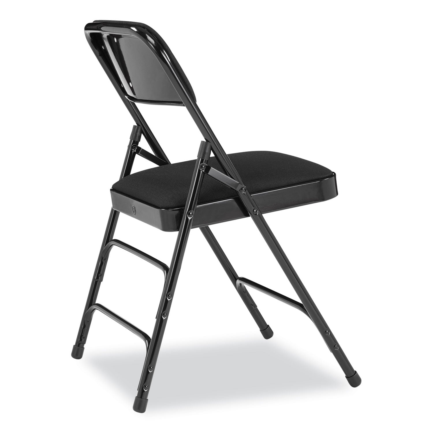 NPS® 2300 Series Fabric Upholstered Triple Brace Premium Folding Chair, Supports Up to 500 lb, Midnight Black, 4/Carton