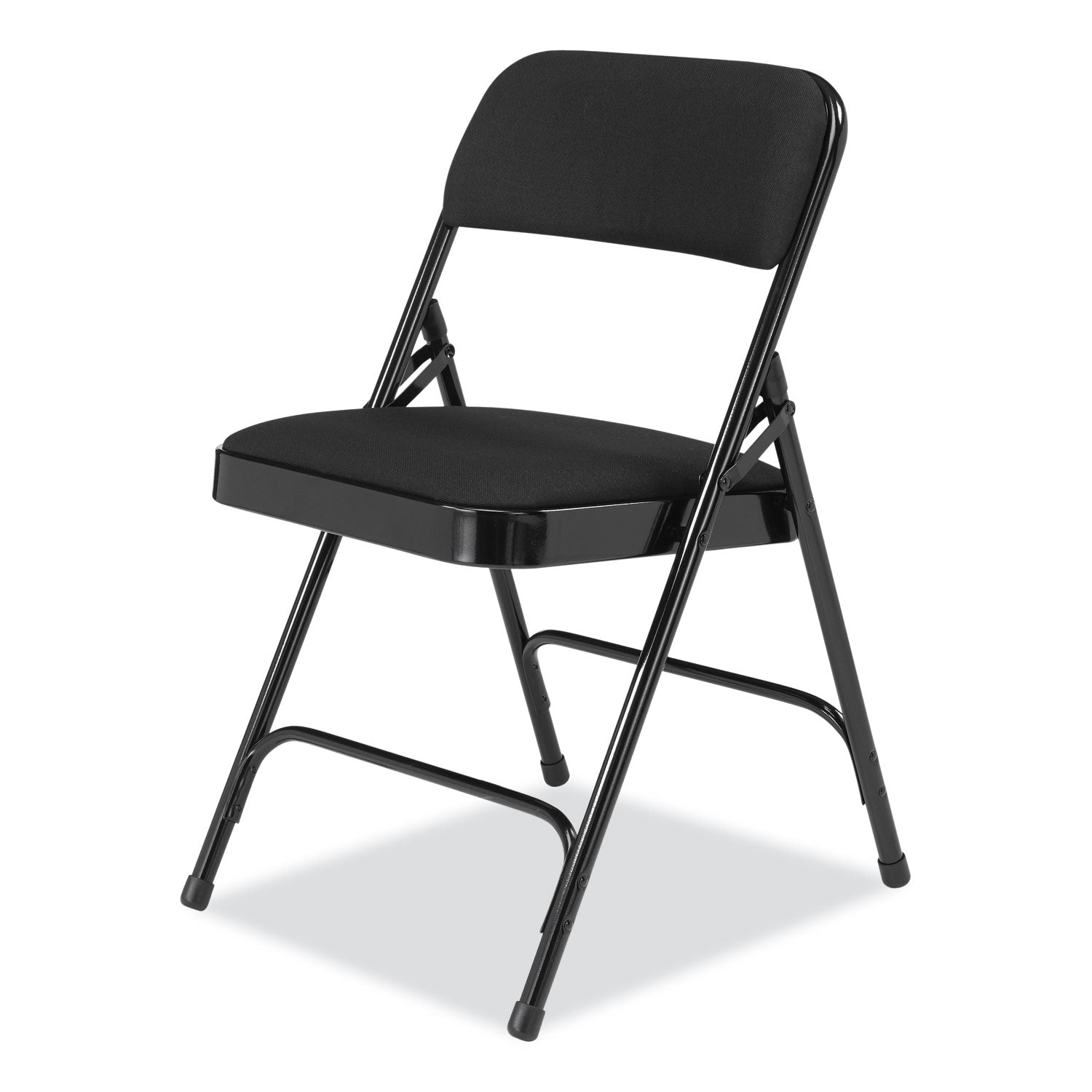 NPS® 2200 Series Fabric Dual-Hinge Folding Chair, Supports 500 lb, Midnight Black Seat/Back, Black Base, 4/Carton