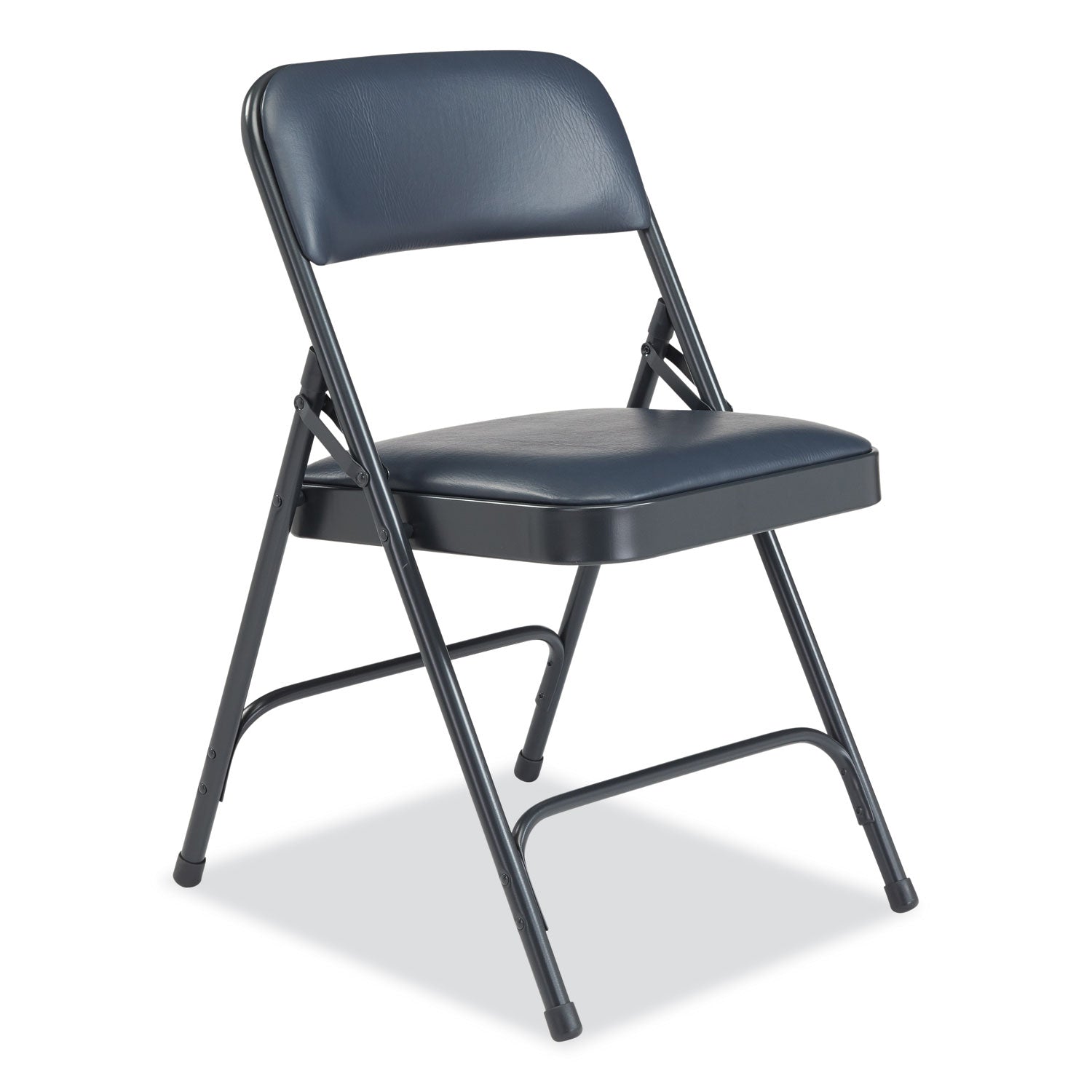 NPS® 1200 Series Vinyl Dual-Hinge Folding Chair, Supports Up to 500 lb, 17.75" Seat Height, Dark Midnight Blue, 4/Carton