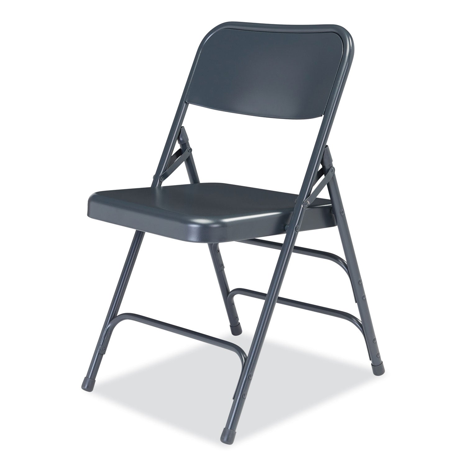 NPS® 300 Series Deluxe All-Steel Triple Brace Folding Chair, Supports Up to 480 lb, 17.25" Seat Height, Blue, 4/Carton