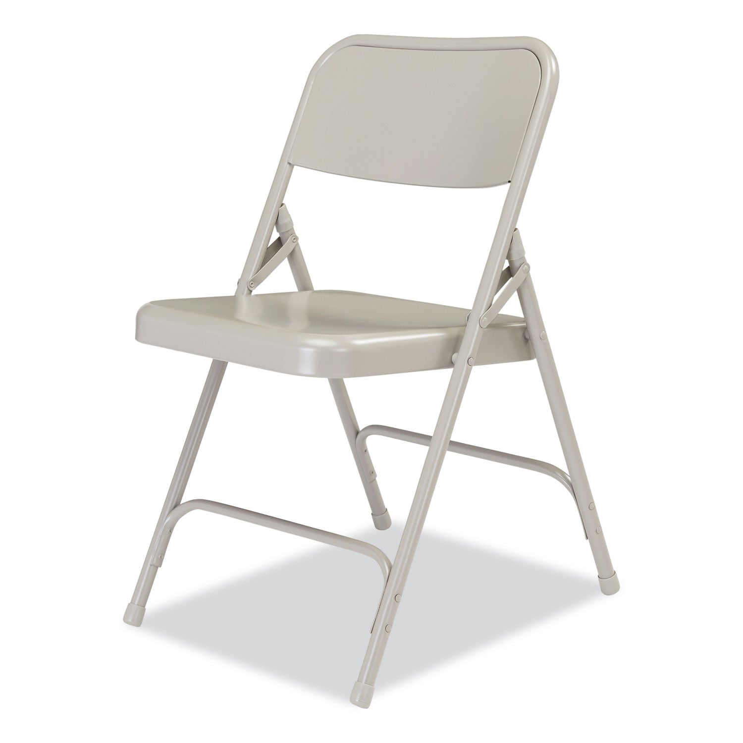 NPS® 200 Series Premium All-Steel Double Hinge Folding Chair, Supports Up to 500 lb, 17.25" Seat Height, Gray, 4/Carton