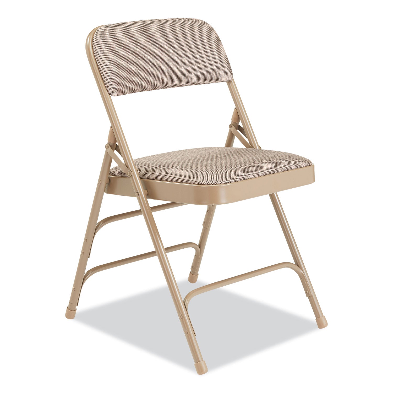 NPS® 2300 Series Fabric Triple Brace Double Hinge Premium Folding Chair, Supports Up to 500 lb, Cafe Beige, 4/Carton