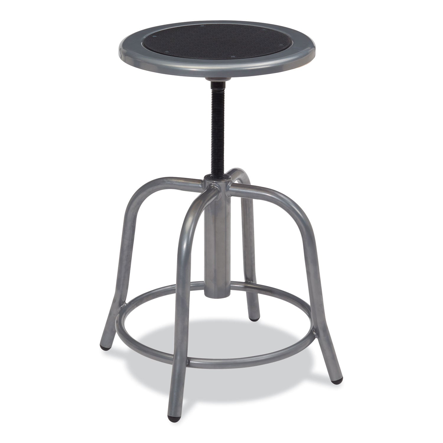 6800 Series Height Adjustable Metal Seat Swivel Stool, Supports Up to 300 lb, 18" to 24" Seat Height, Black Seat, Gray Base NPS® Flipcost