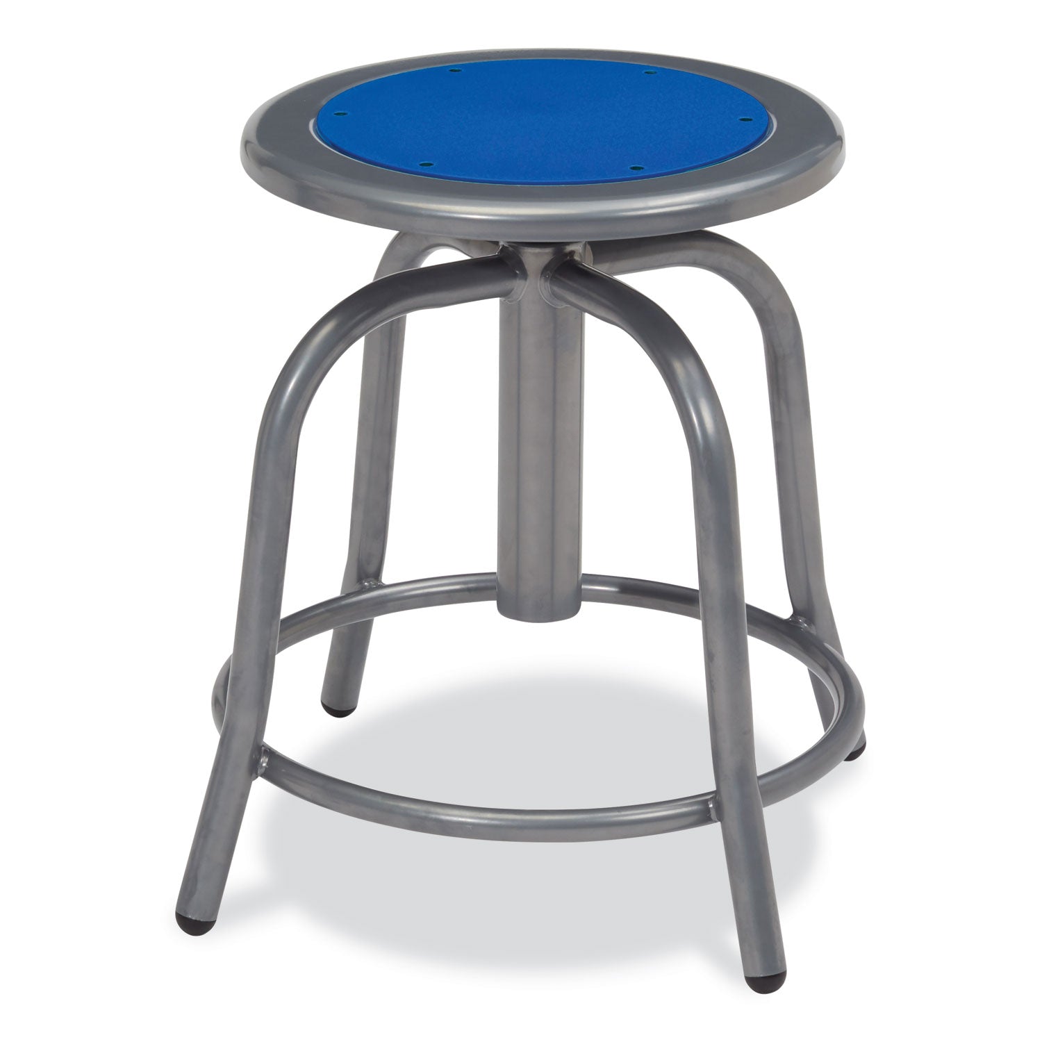 6800 Series Height Adjustable Metal Seat Stool, Supports Up to 300 lb, 18" to 24" Seat Height, Persian Blue Seat/Gray Base